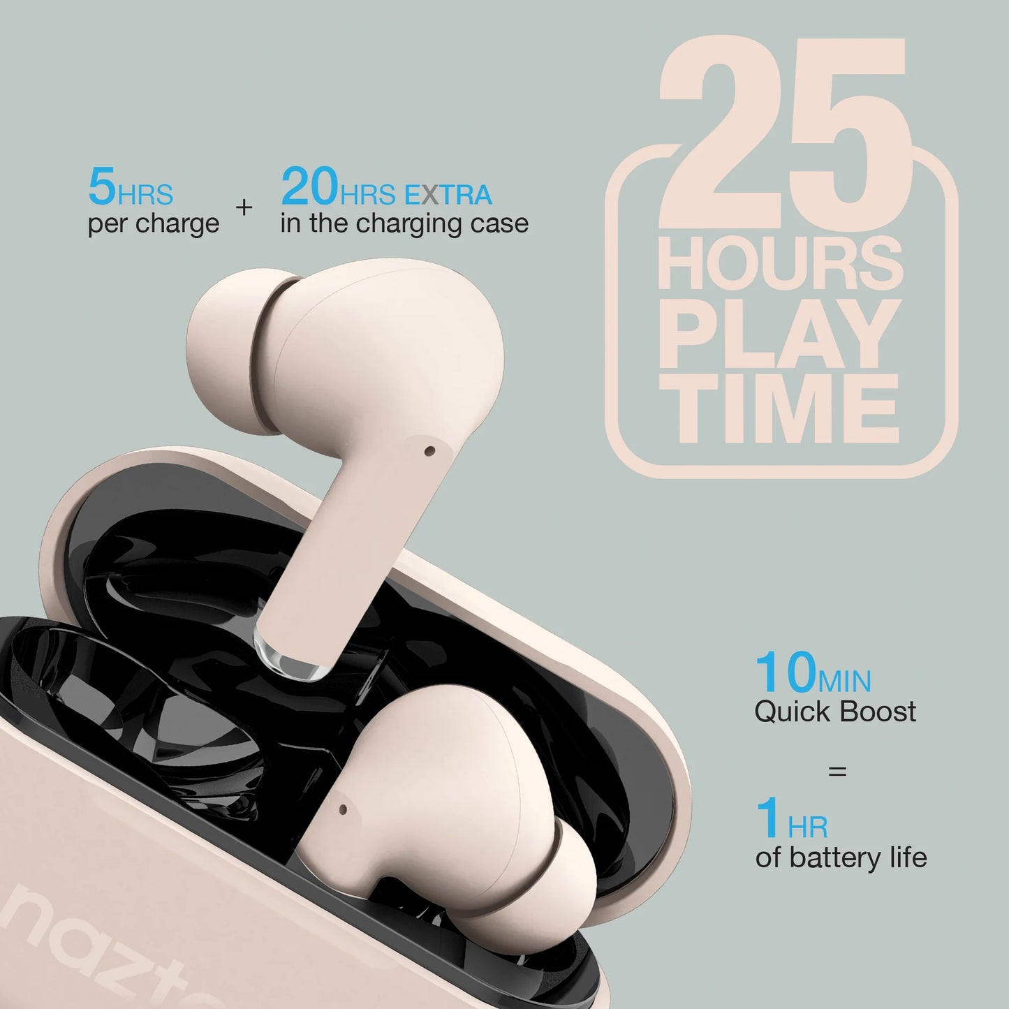 Naztech Xpods Pro TWS Earbuds with Wireless Charging Case – Bluetooth 5.3 Earphones, Noise‑Isolating Fit & 90H Playtime