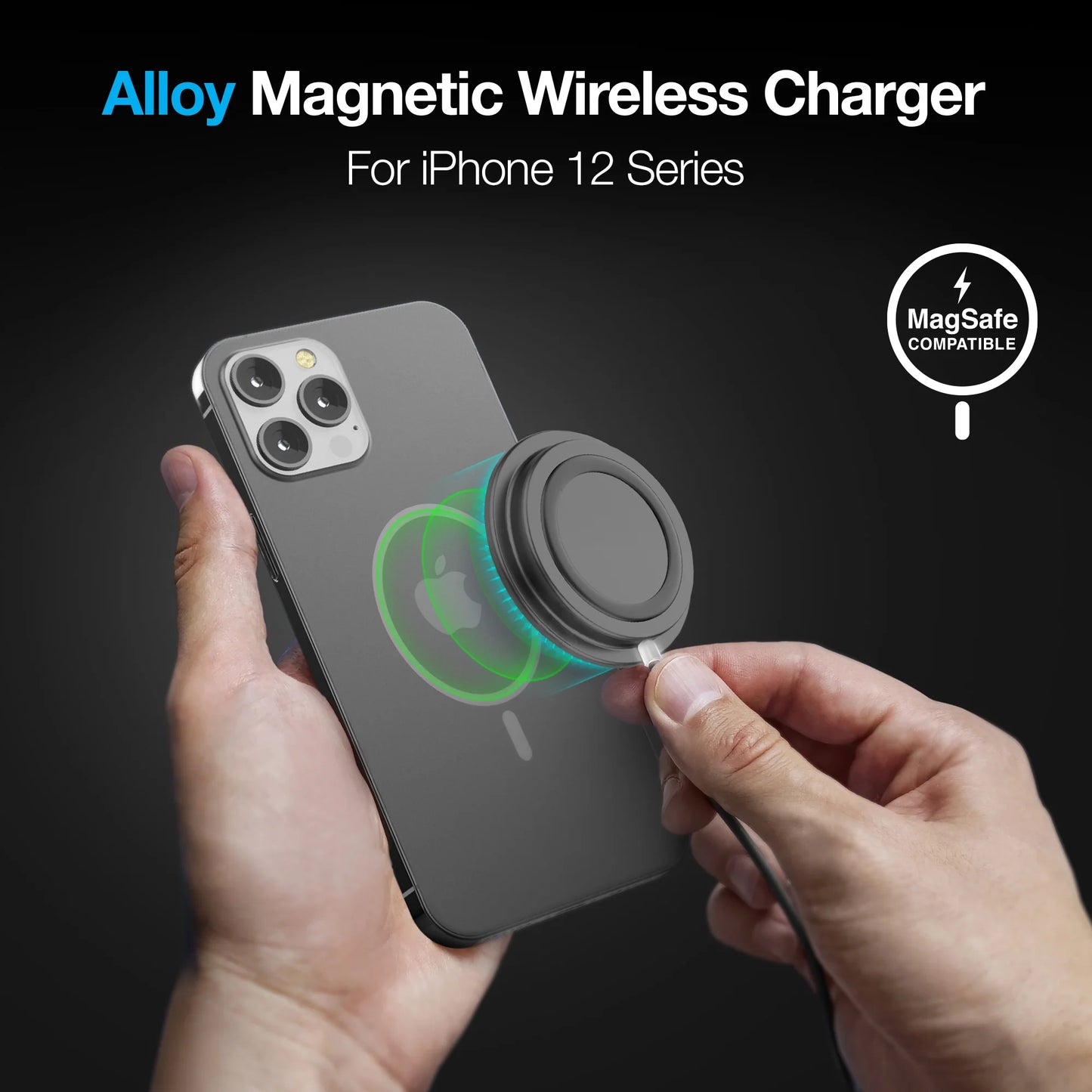 Naztech Alloy Magnetic 15W Wireless Fast Charger – MagSafe-Compatible Charger with Powerful Alignment Magnets & Slim Aluminium Design