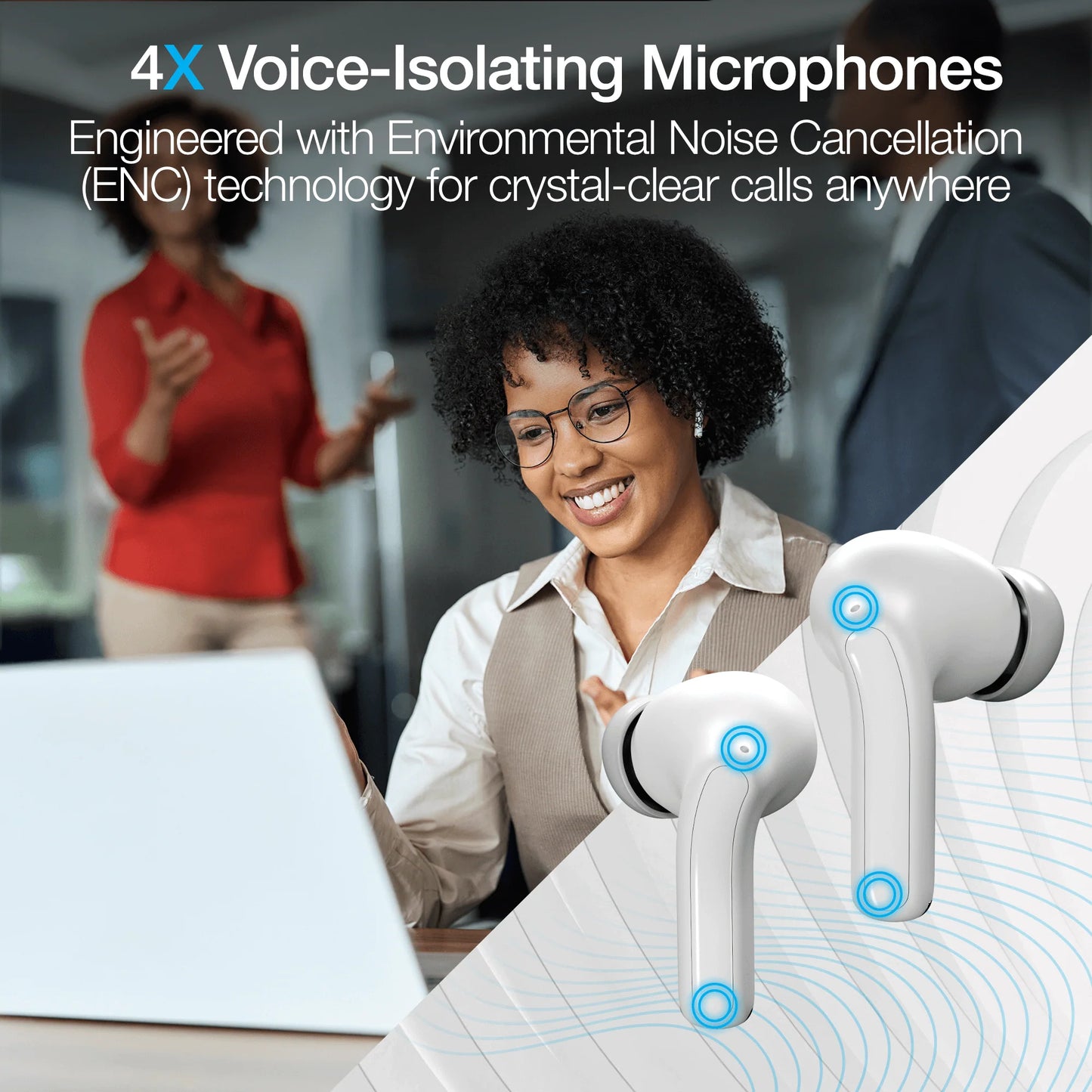 Naztech Xpods ANC True Wireless Earbuds – Active Noise Cancelling Earbuds with Transparency Mode, 25h Playtime & Wireless Charging Case