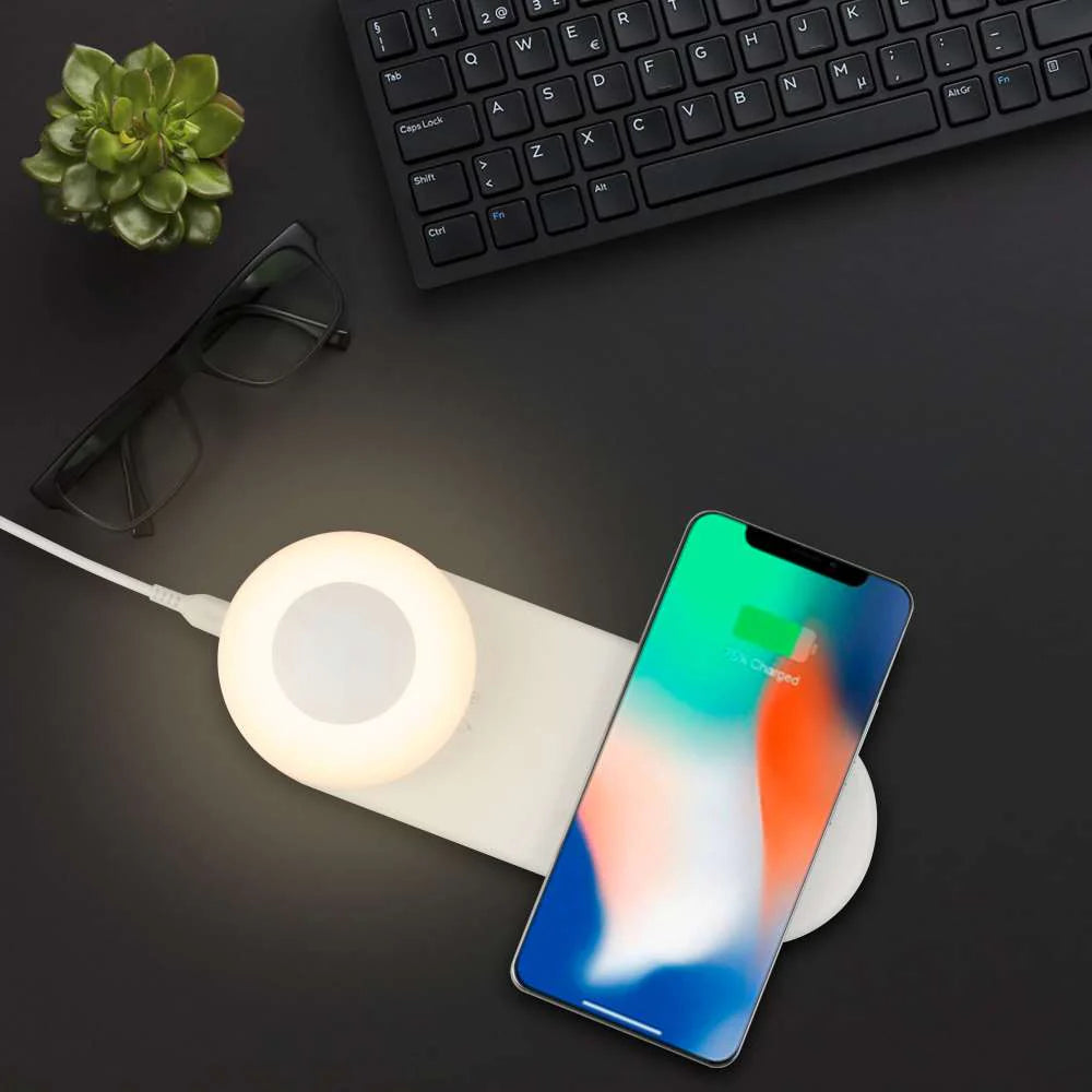 2-in-1 Wireless Charging Pad with Magnetic LED Night Light – 10W Qi Fast Charger & Portable Lamp for Bedside or Desk