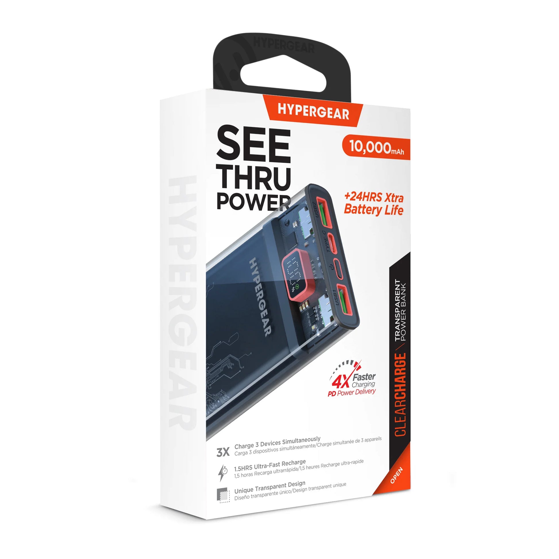 Hypergear Clearcharge 10000Mah Transparent Power Bank