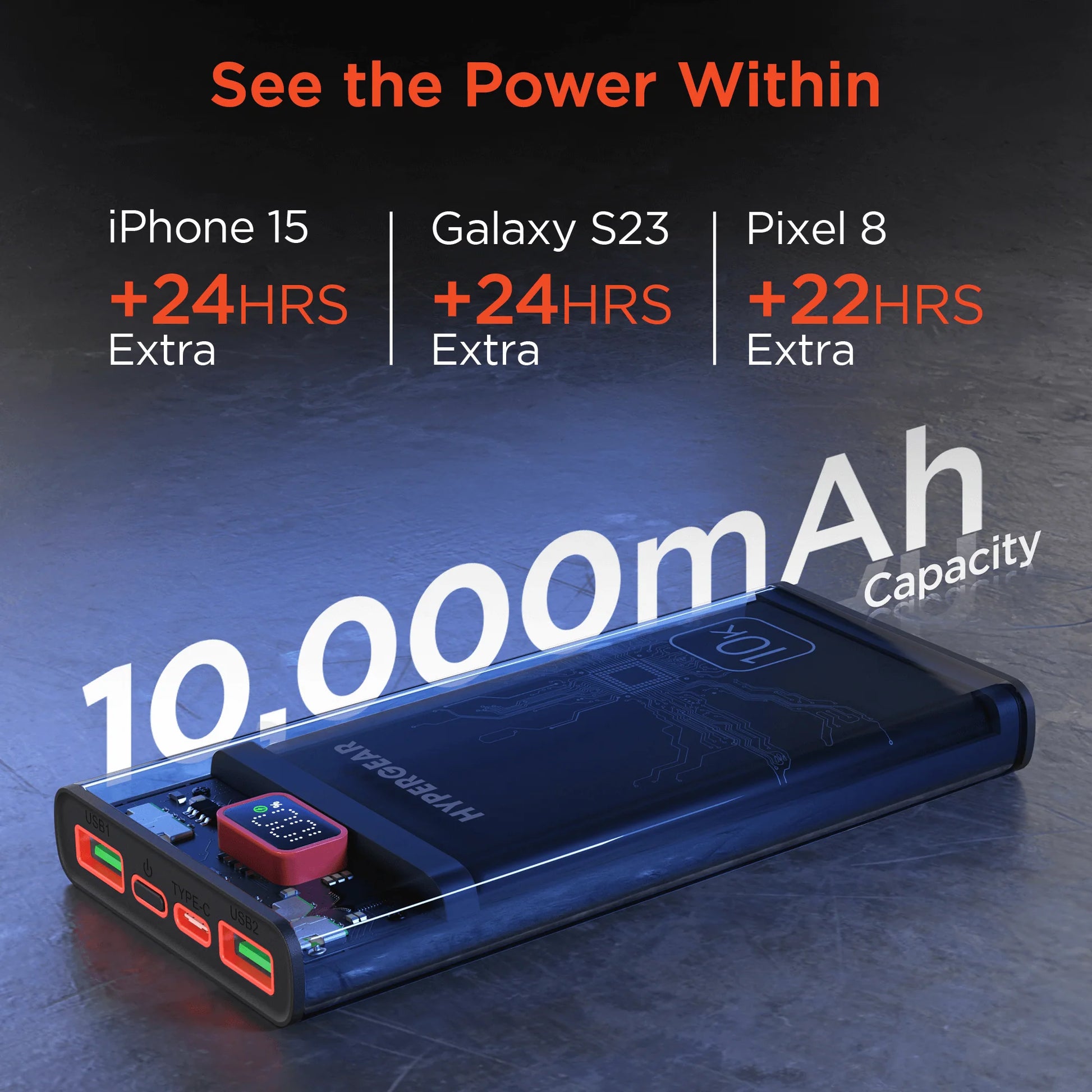 Hypergear Clearcharge 10000Mah Transparent Power Bank