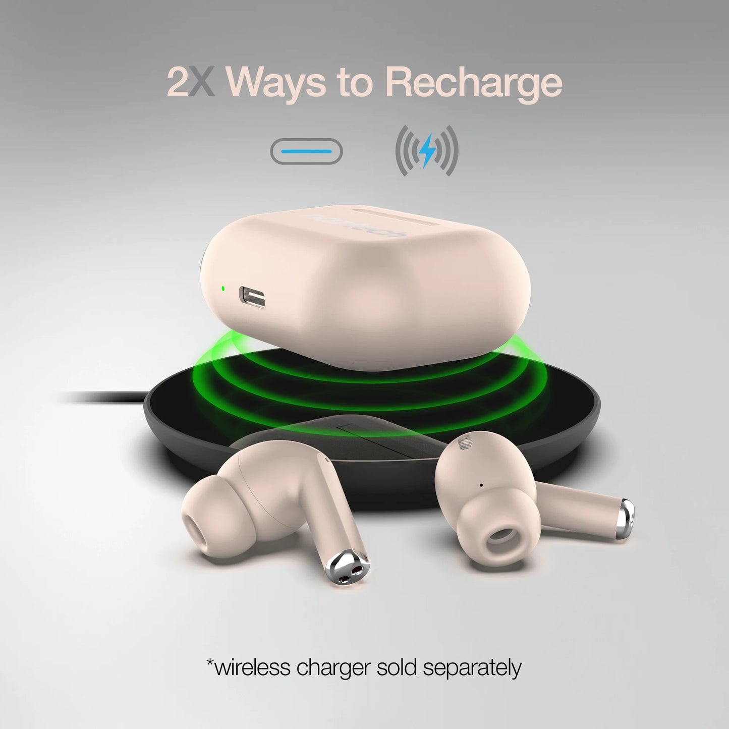 Naztech Xpods Pro TWS Earbuds with Wireless Charging Case – Bluetooth 5.3 Earphones, Noise‑Isolating Fit & 90H Playtime