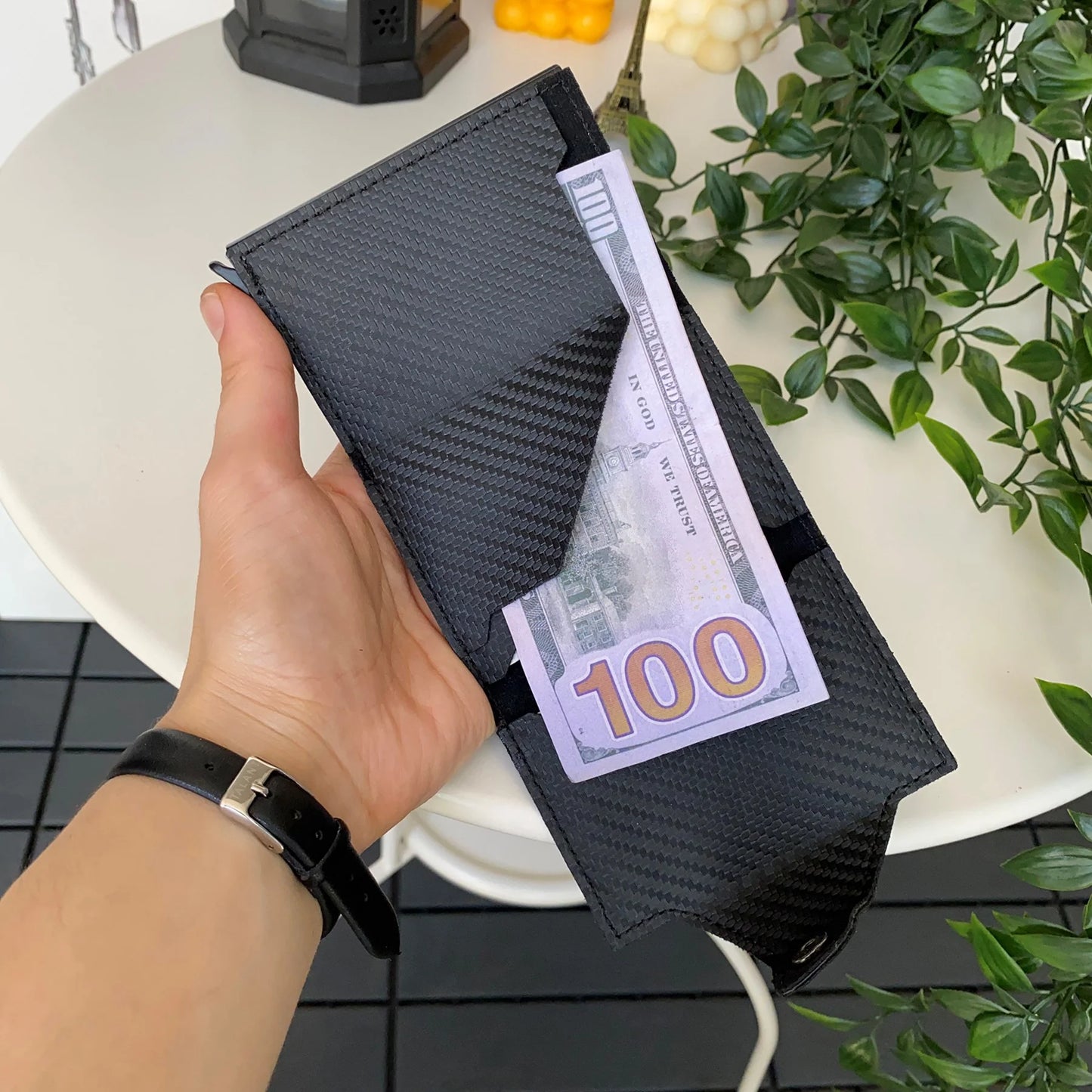 Carbon Fiber RFID Protection Pop-Up Mechanism Card Holder