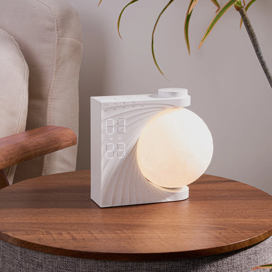 3D Moon Lamp Desktop Clock Night Light β Rechargeable LED Desk Light with Digital Time Display & White Noise Speaker