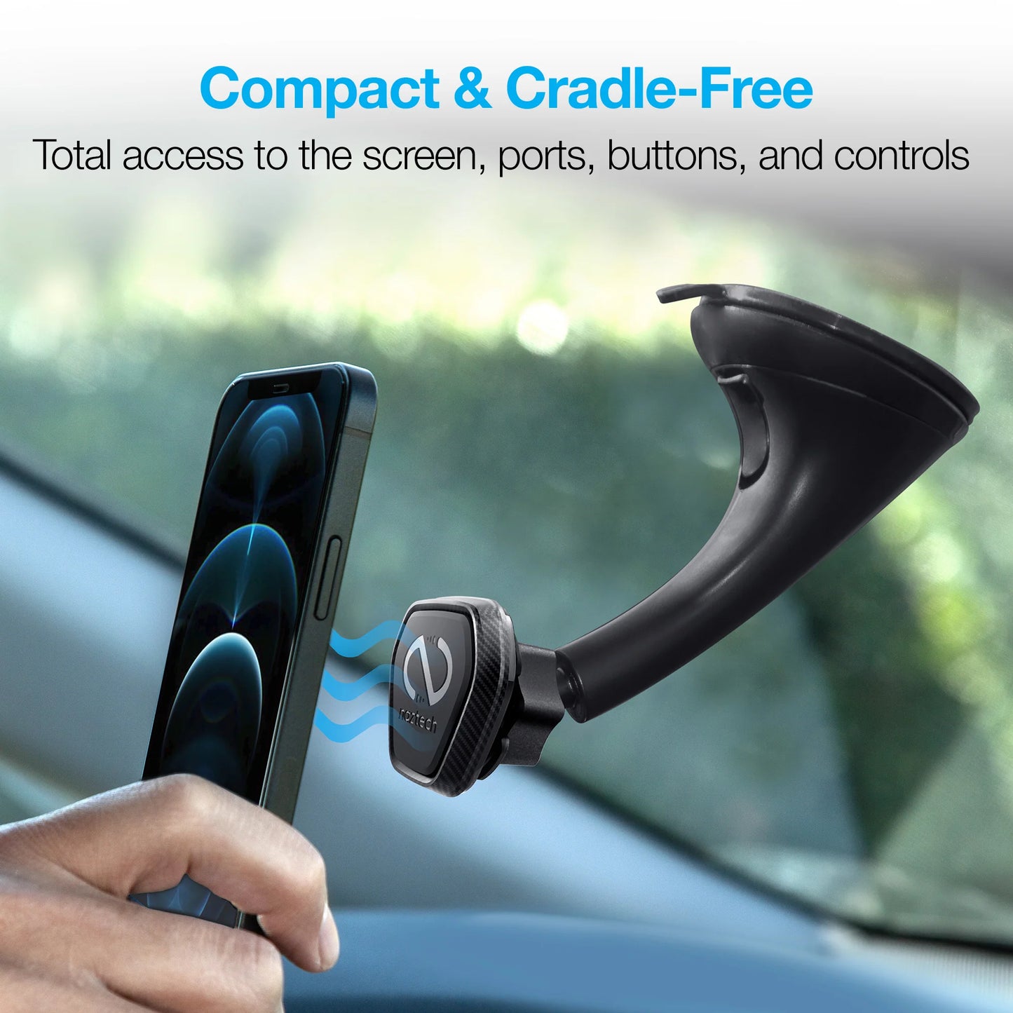 Naztech MagBuddy Elite Windshield Mount – Magnetic 360° Car Phone Holder & Gel Suction Cup