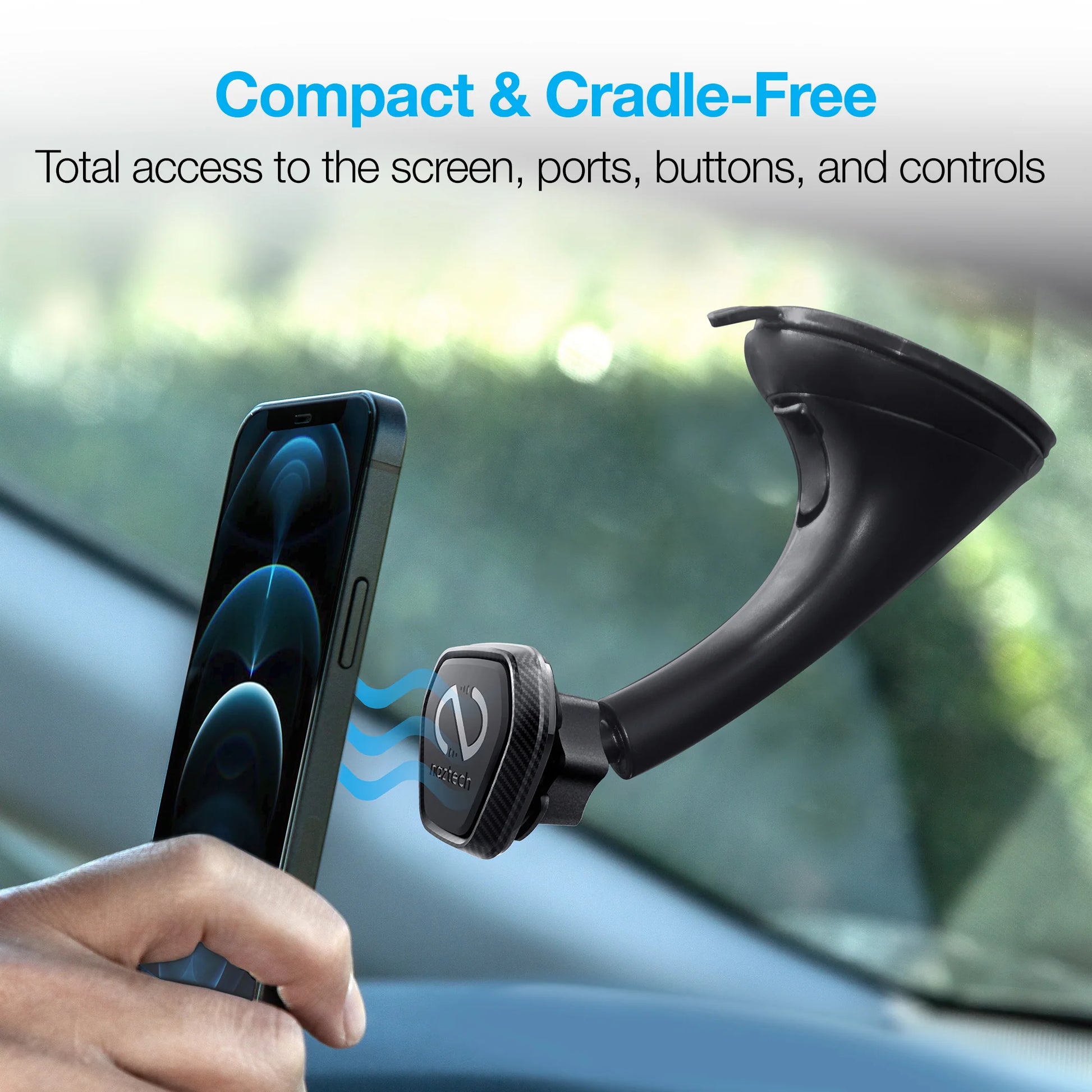 Naztech MagBuddy Elite Windshield Mount – Magnetic 360° Car Phone Holder & Gel Suction Cup