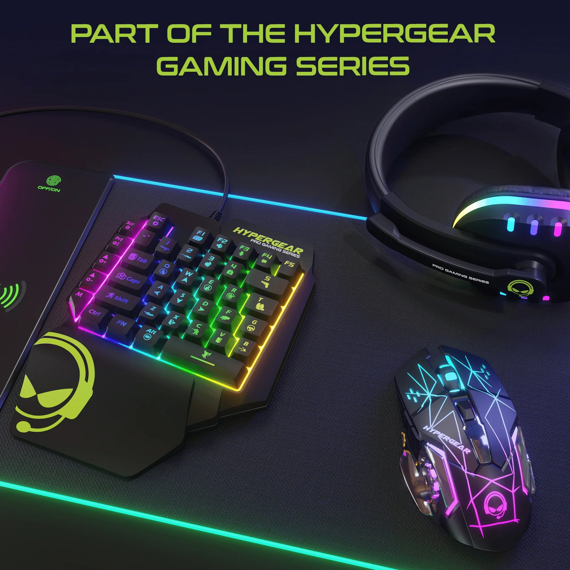 HyperGear KeyVictory One‑Handed Gaming Keypad – Ergonomic RGB Mechanical Keyboard with 35 Programmable Keys & Wrist Rest