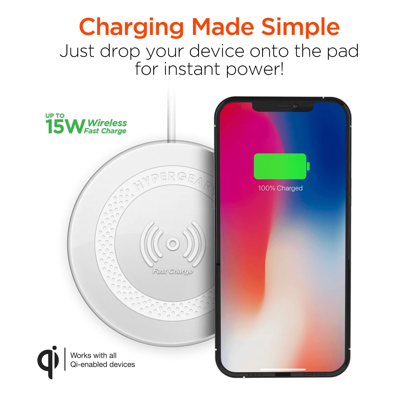 HyperGear ChargePad Pro Wireless Charger – 15W Fast Qi Pad with Adaptive Output & USB‑C