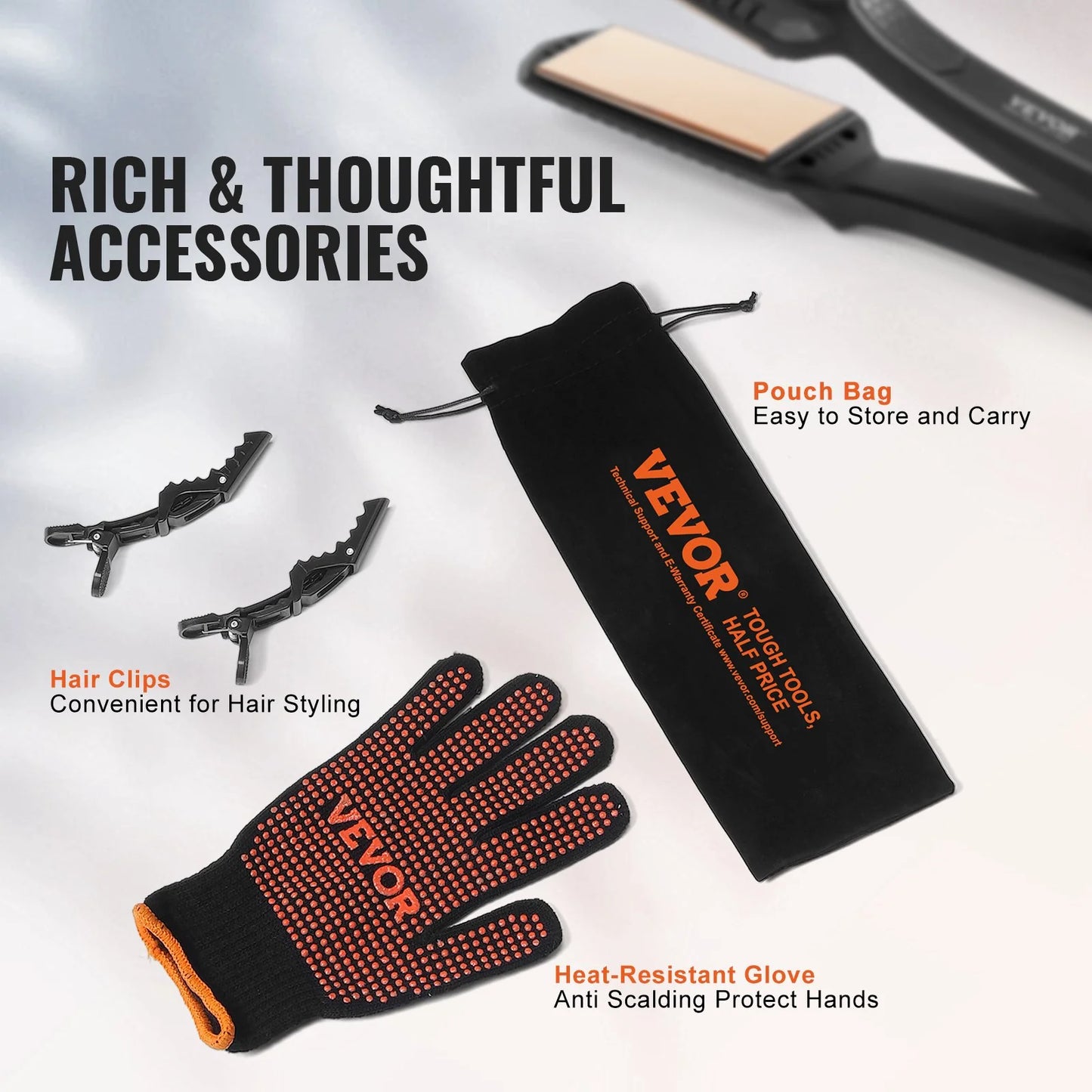 VEVOR Professional Hair Straightener – 1.5-Inch Titanium Flat Iron with Infrared Heat, Adjustable Temperature & LCD Display