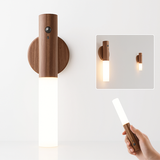 Magnetic Wooden LED Night Light β Auto Sensor, USB Rechargeable