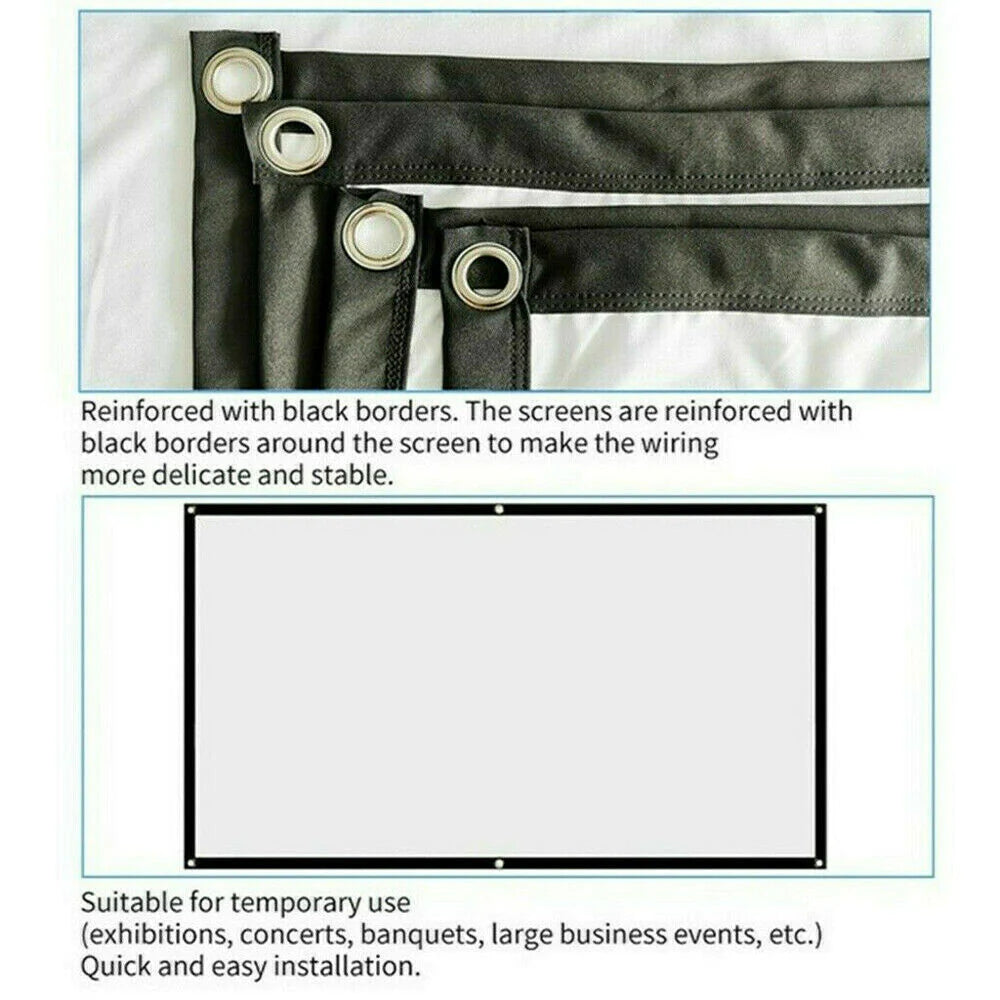 Portable Foldable Projector Screen 16:9 – Anti‑Crease Movie Screen for Indoor & Outdoor Home Theater