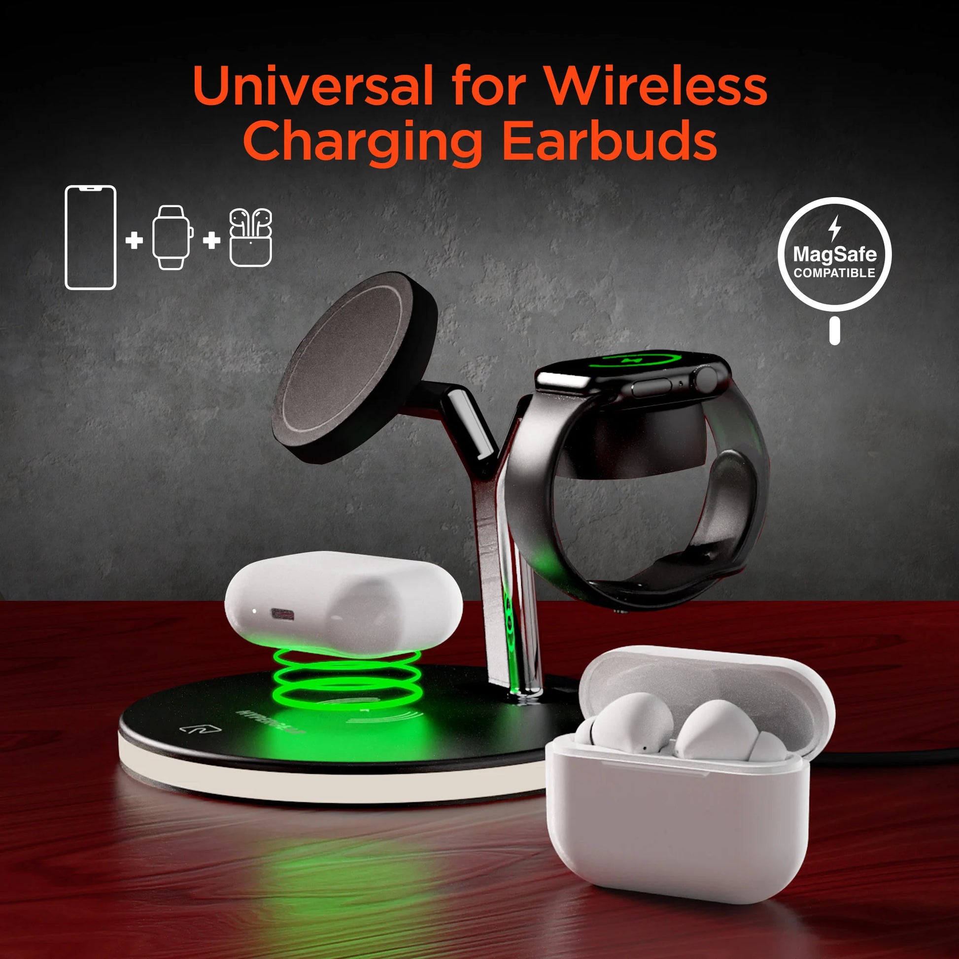 HyperGear MaxCharge 3-in-1 MagSafe Wireless Charging Stand – iPhone, Apple Watch & AirPods