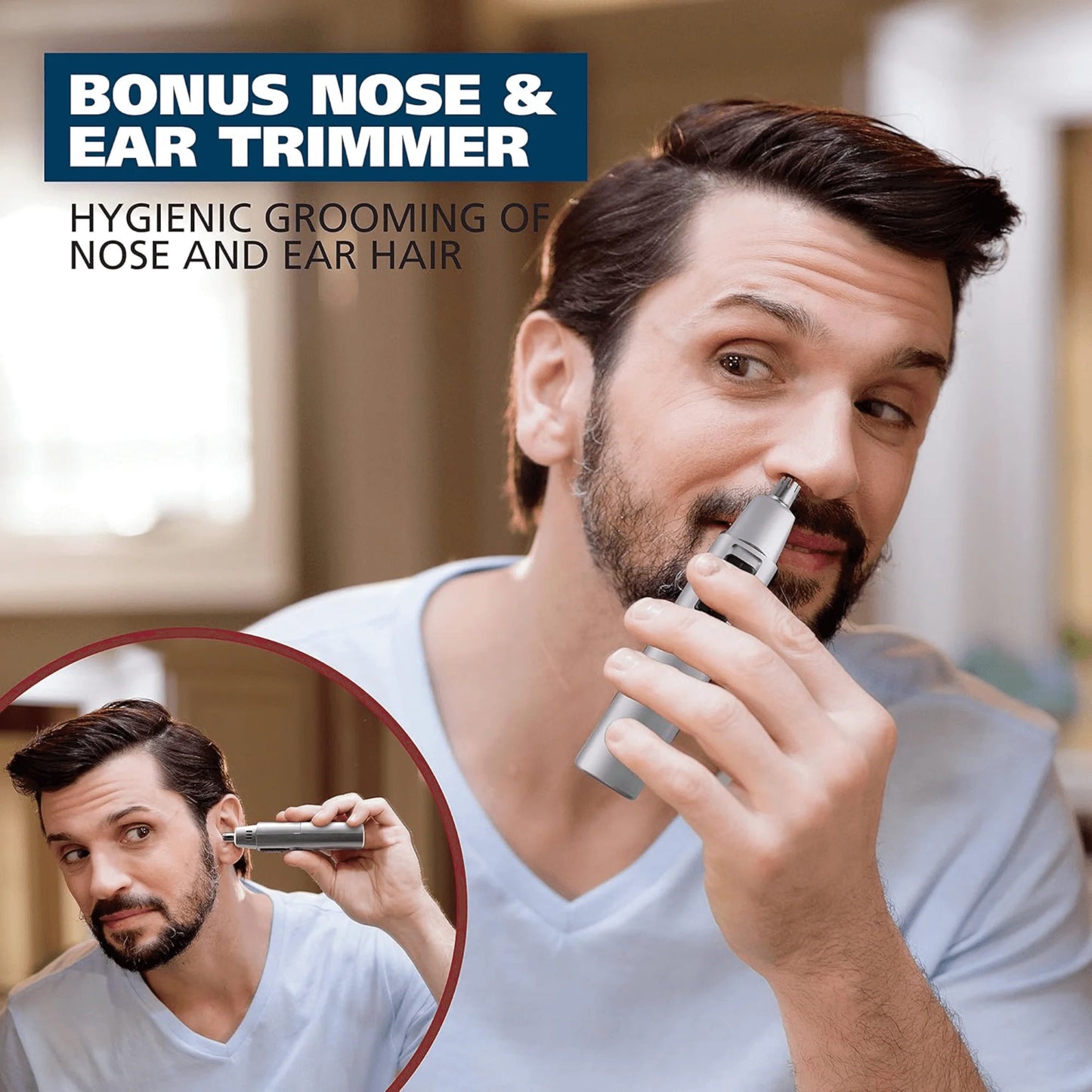 Wahl Battery‑Powered 9‑Piece Beard & Nose Hair Trimmer Set – Precision Grooming Kit with Adjustable Guides