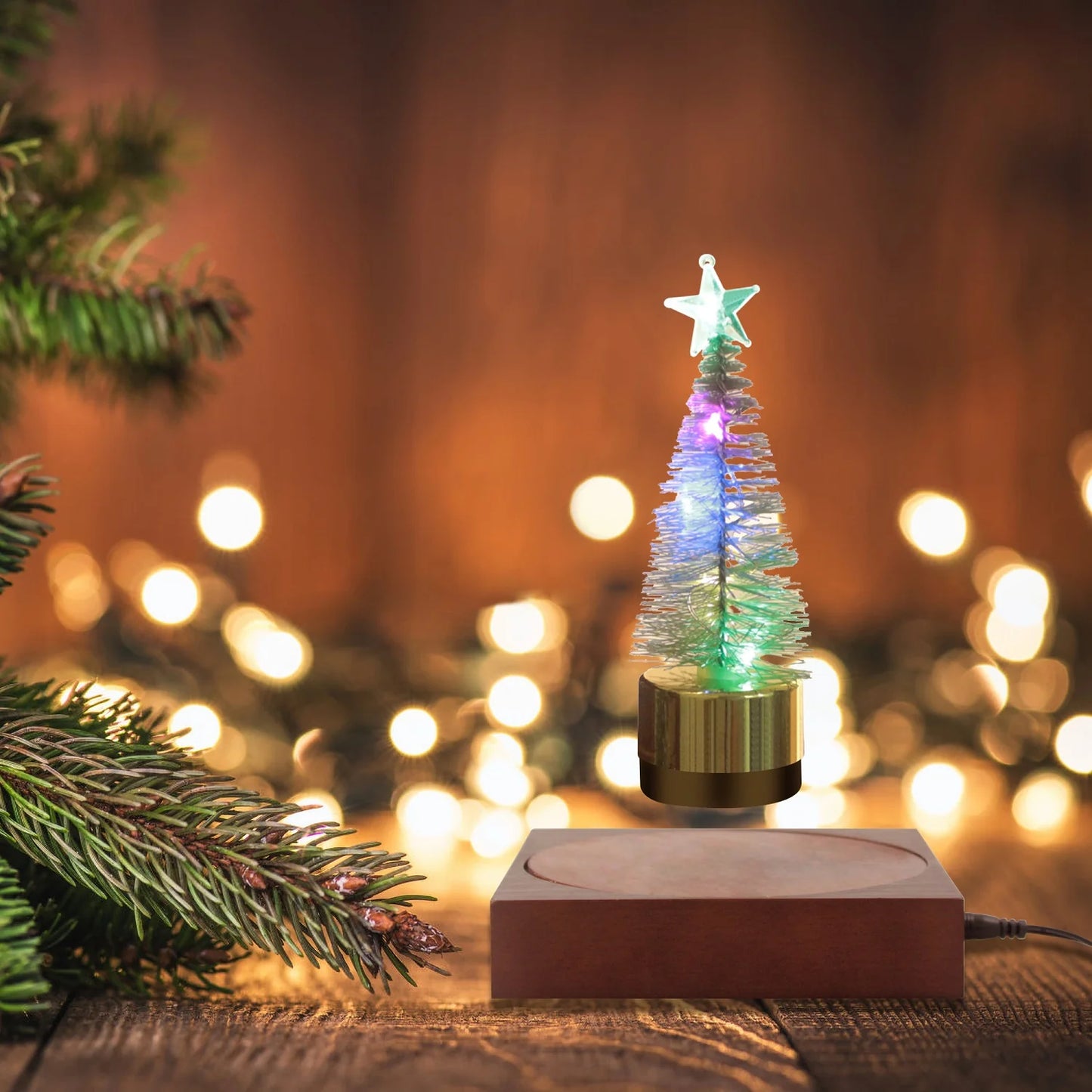 Levitation Christmas Tree Lamp – Magnetic Floating LED Tree with 360° Rotation & Warm Light for Unique Holiday Decor