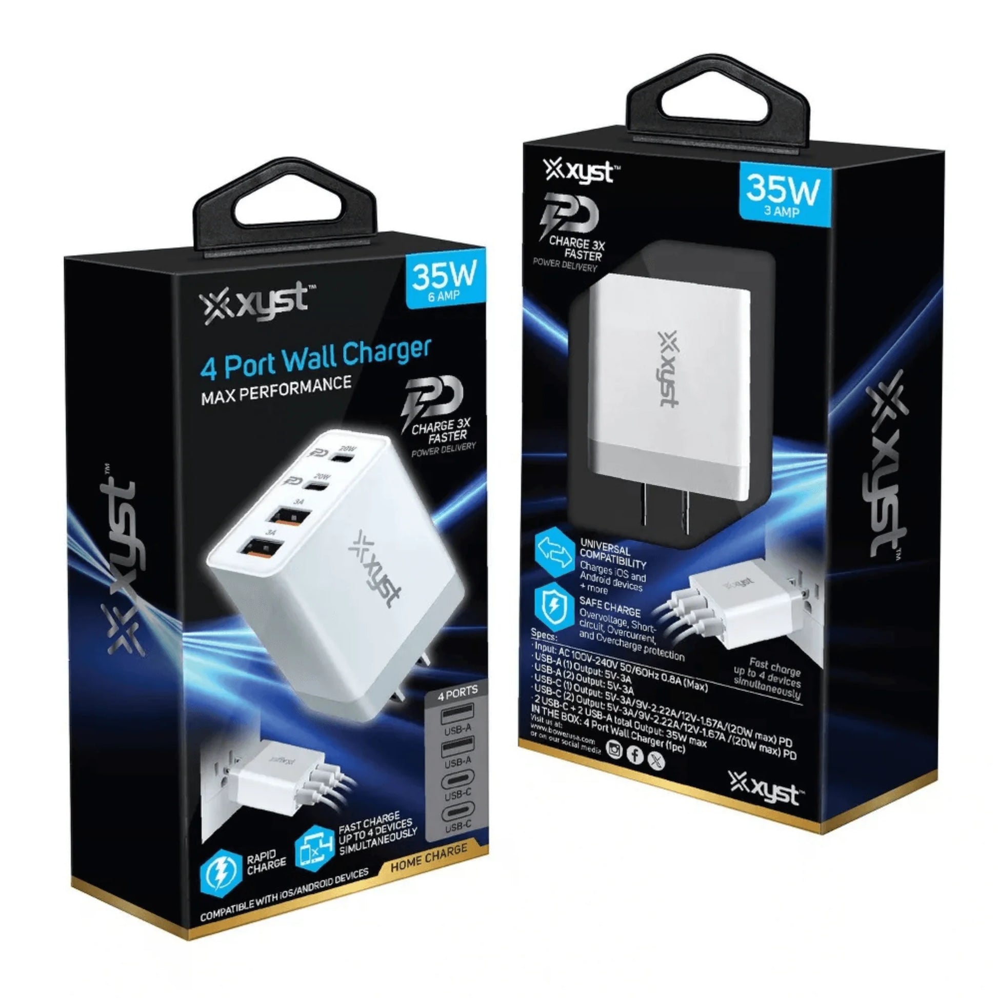Xyst 35-Watt 4-Port USB-A and USB-C Wall Charger