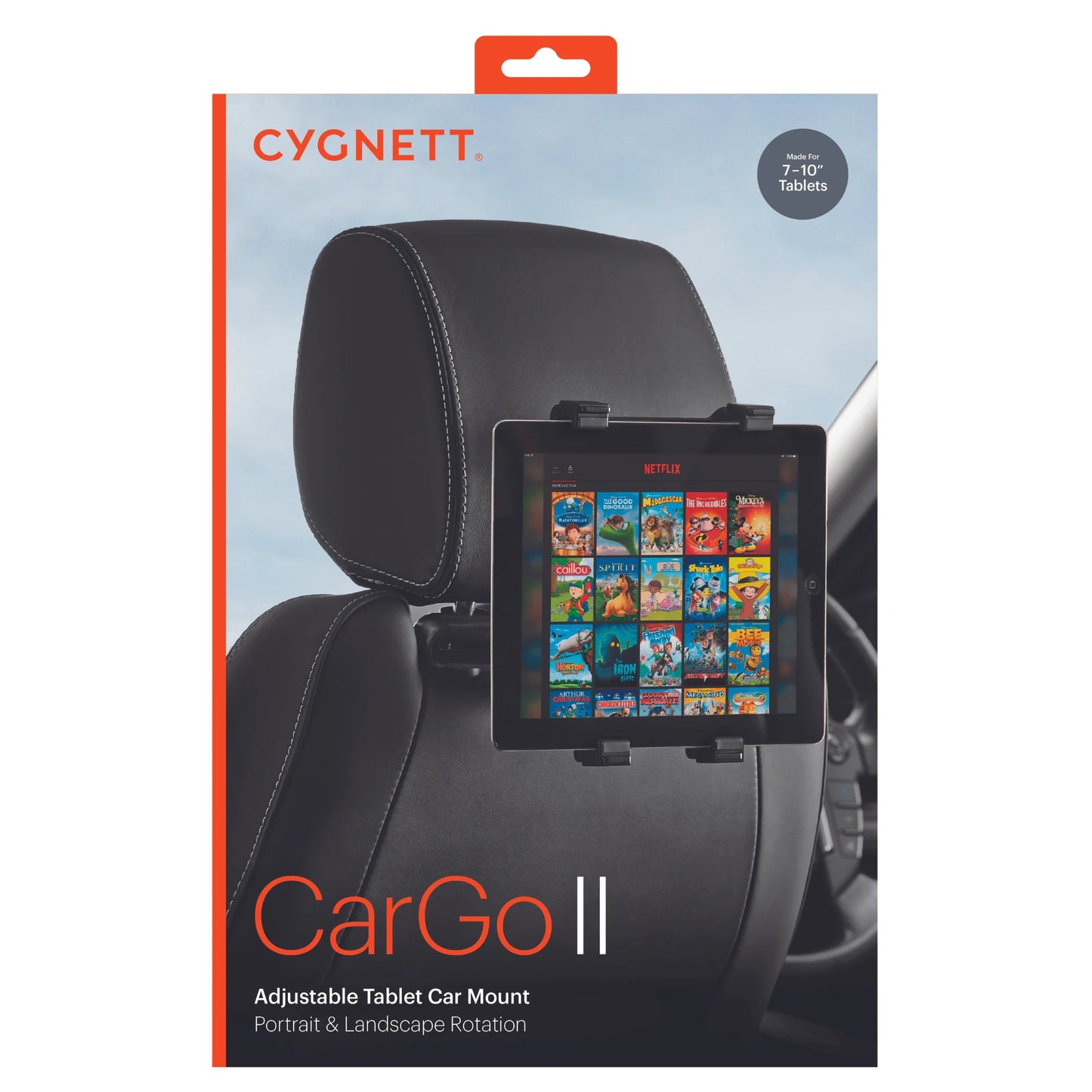 Cygnett CarGo II Backseat Tablet Mount – Adjustable Headrest Holder for 7″10 Tablets with 360° Rotation & Tilt