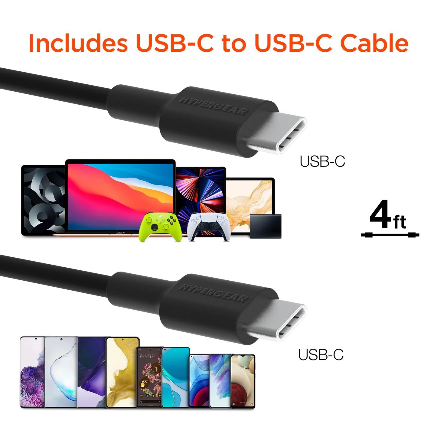 Hypergear SpeedBoost Dual Car Charger Kit – 37W PD & PPS Fast Charge with 4ft USB‑C Cable