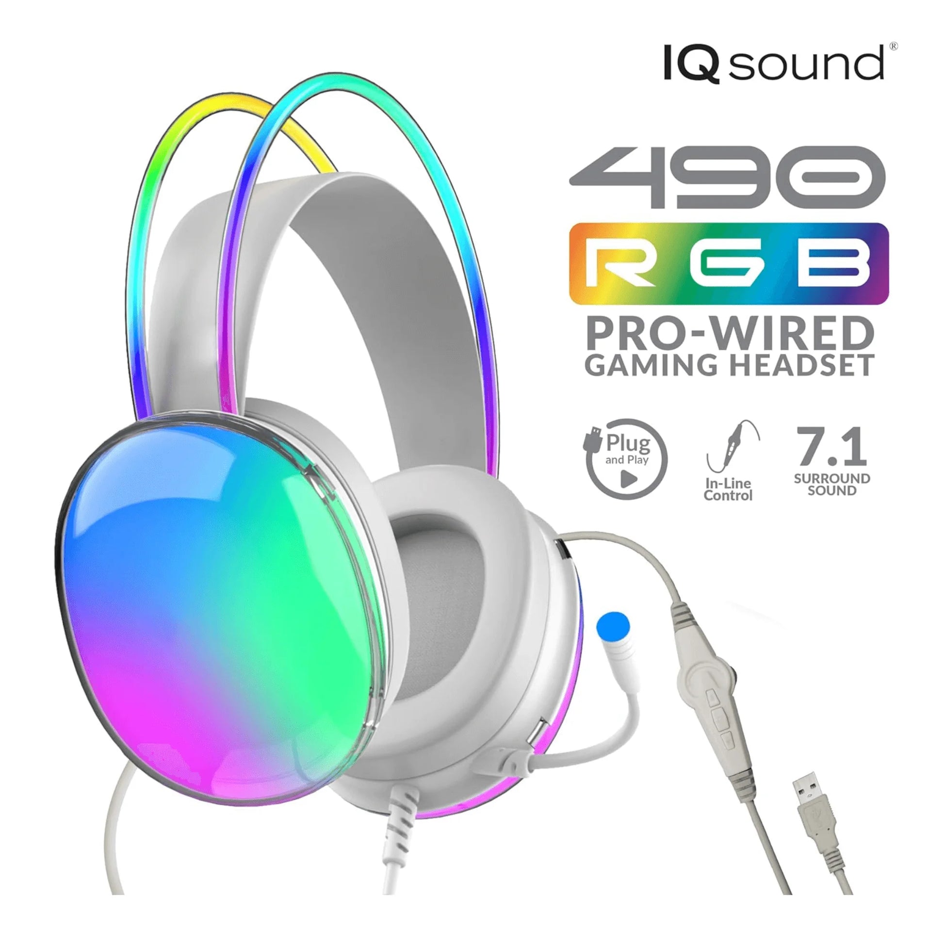 Supersonic RGB Gaming Headset with Lights – Wired Over‑Ear Headphones with Microphone and LED Ear Cups