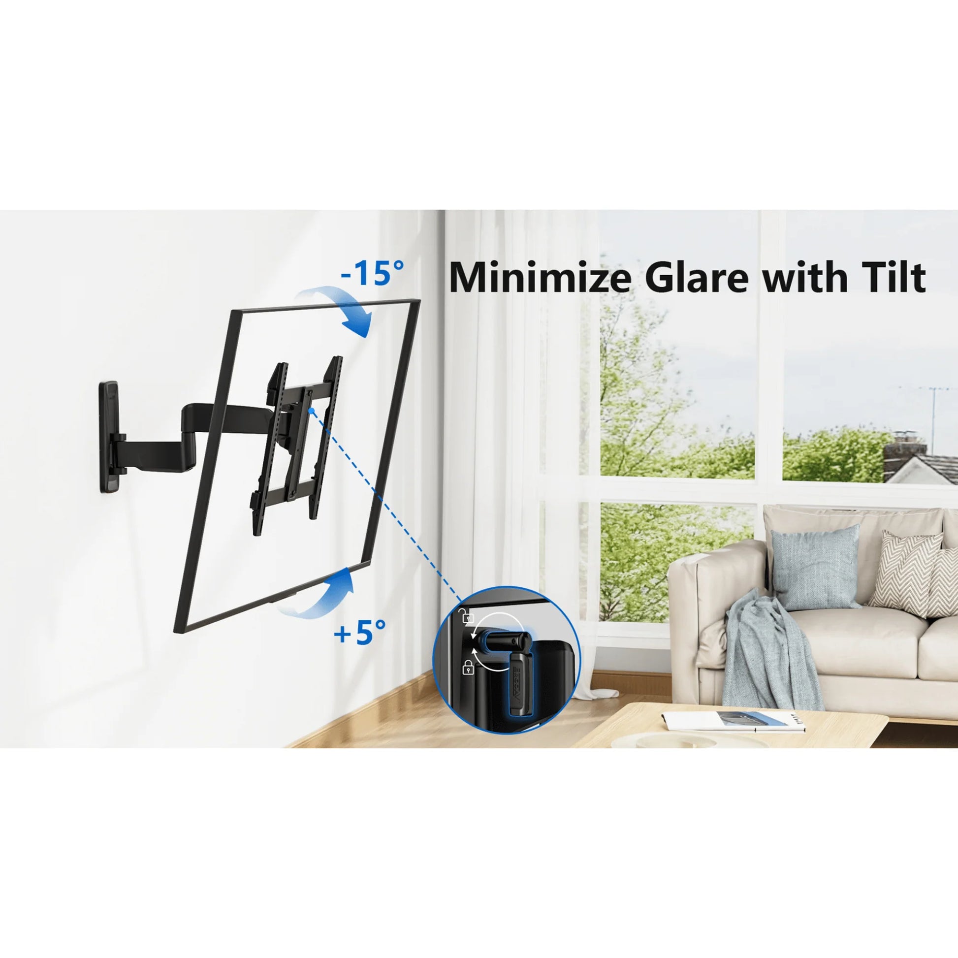 Ergoav Medium Motion TV Wall Mount for 32–65″ TVs – Full Motion Swivel & Tilt Bracket with 20” Extension & Cable Management