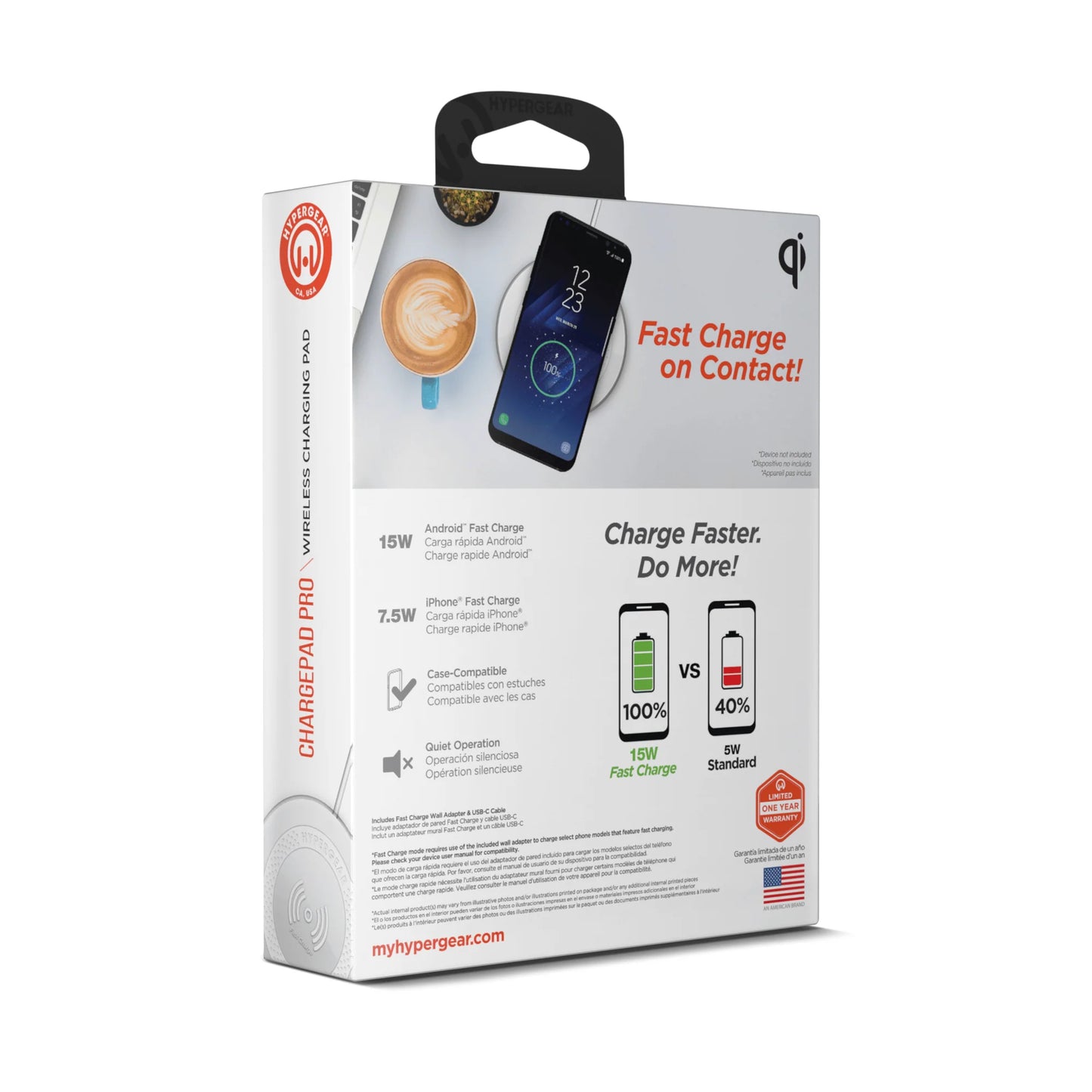 HyperGear ChargePad Pro Wireless Charger – 15W Fast Qi Pad with Adaptive Output & USB‑C