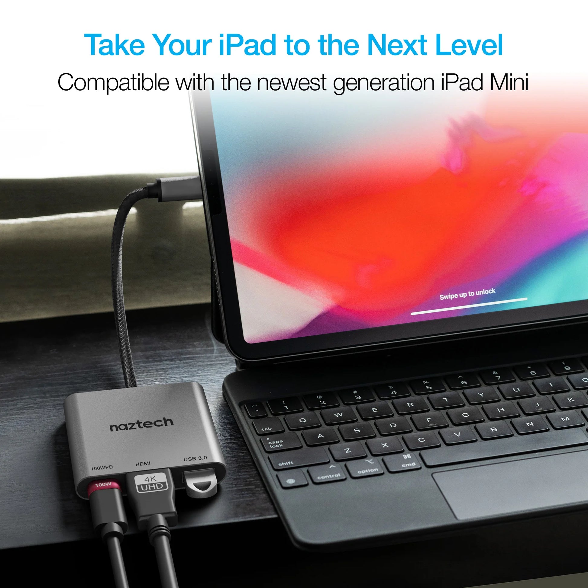 Naztech MaxDrive 3 USB-C Hub – 3-in-1 Adapter with 100W Power Delivery, 4K HDMI & 5Gbps USB 3.0