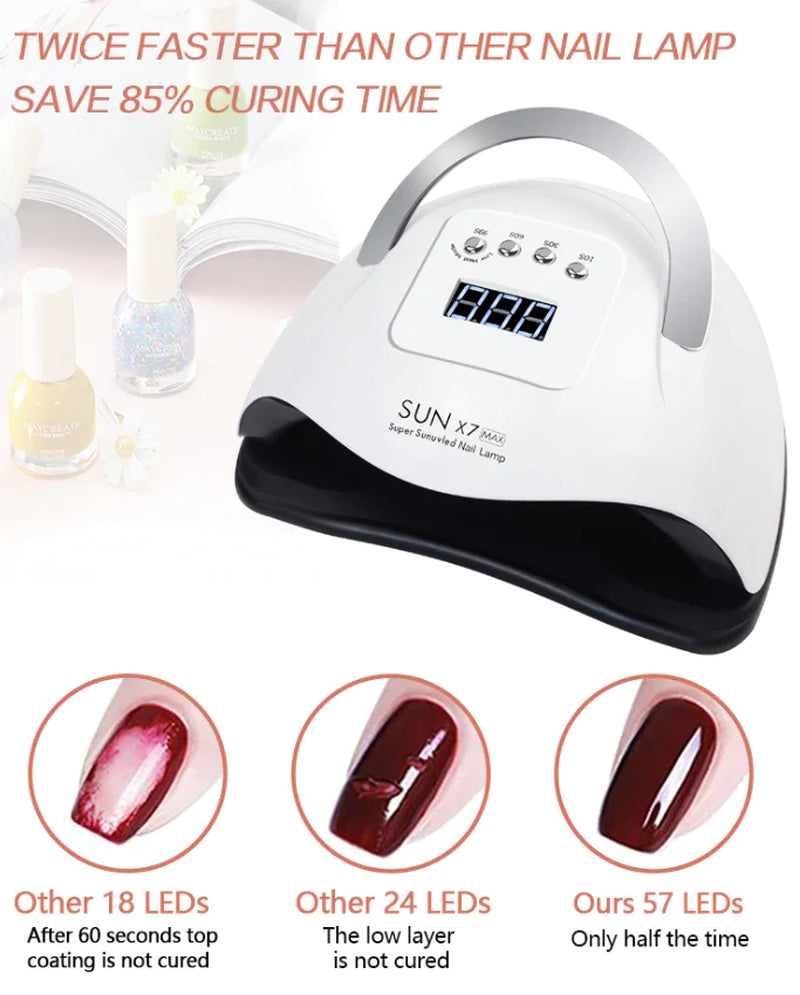 220W Professional UV LED Nail Lamp – High‑Power Gel Polish Curing Light with Smart Sensor & 4 Timer Settings