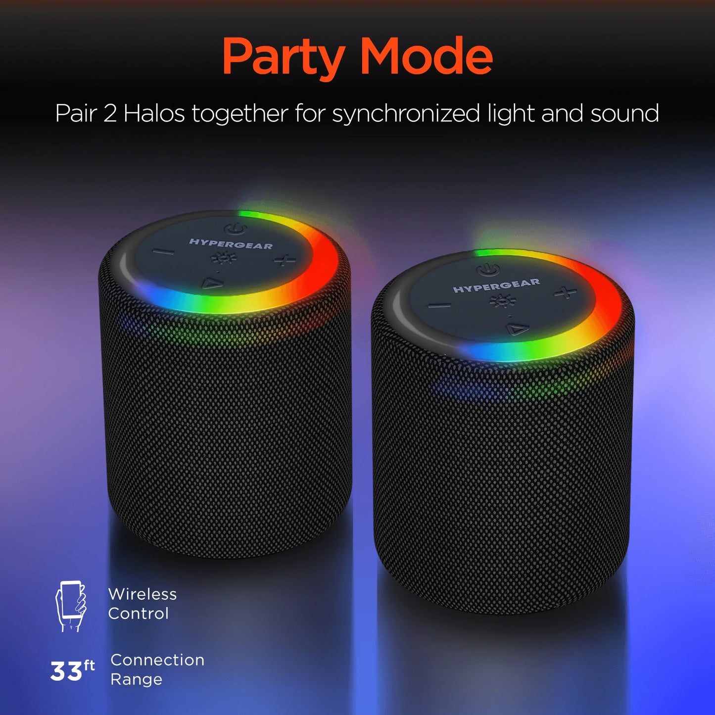 HyperGear Halo Portable Waterproof Bluetooth Speaker with 360° LED Light Show