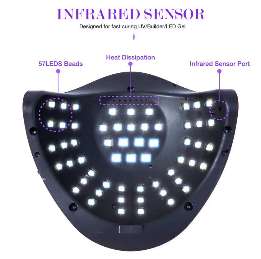 220W Professional UV LED Nail Lamp – High‑Power Gel Polish Curing Light with Smart Sensor & 4 Timer Settings