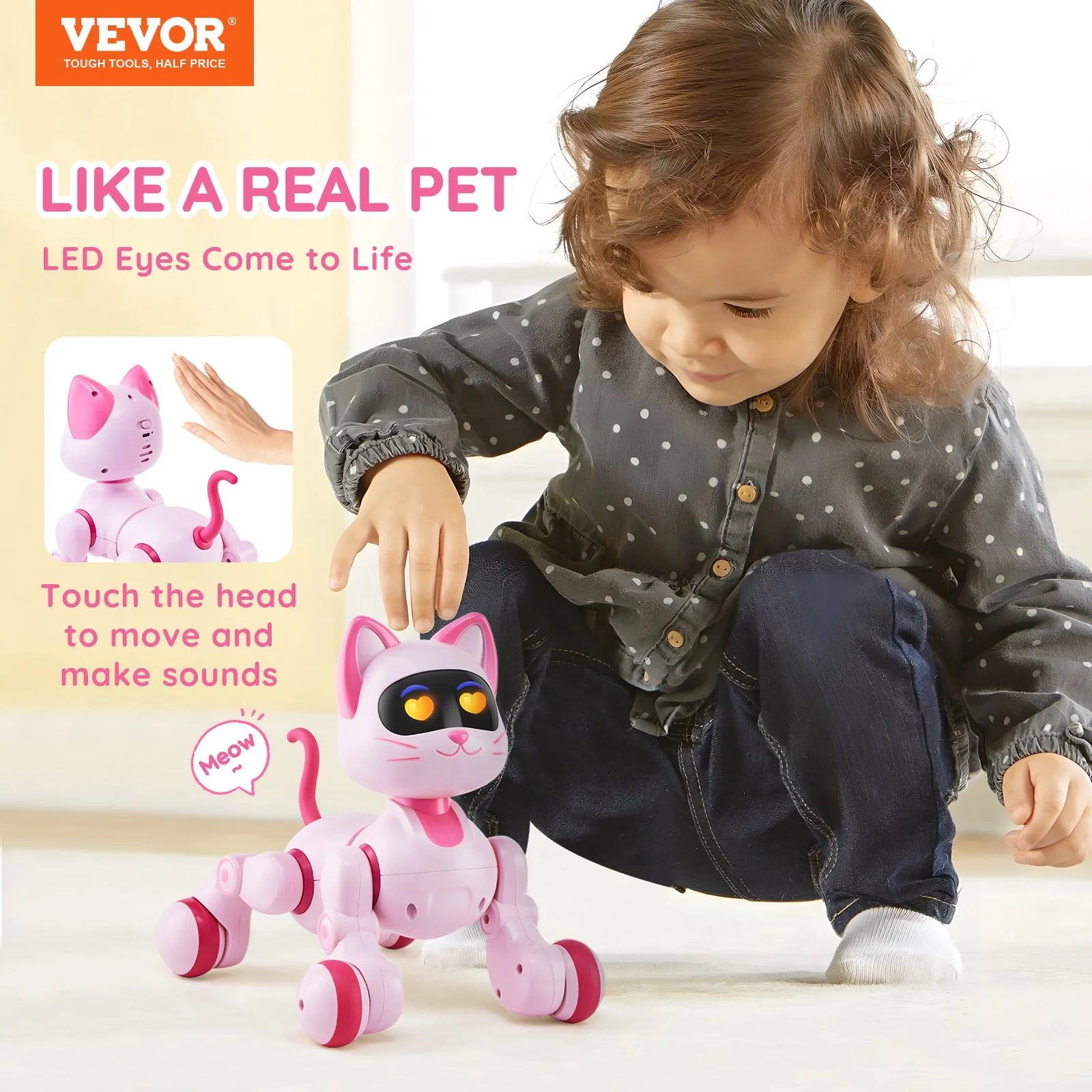 VEVOR RC Robot Cat Toy for Kids – Interactive Talking, Dancing & Programmable Kitty with Remote Control