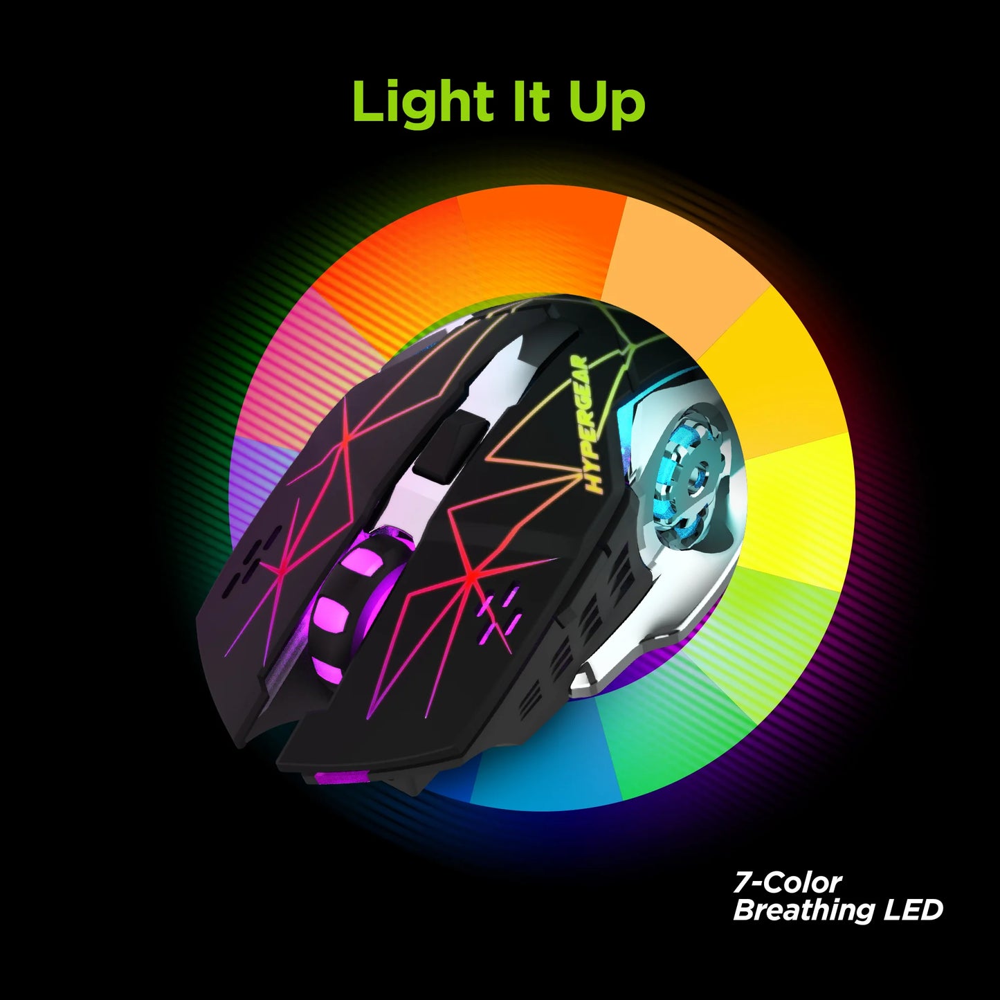 HyperGear Chromium RGB Wireless Gaming Mouse – Ergonomic Rechargeable Mouse with Adjustable DPI & Dynamic Lighting