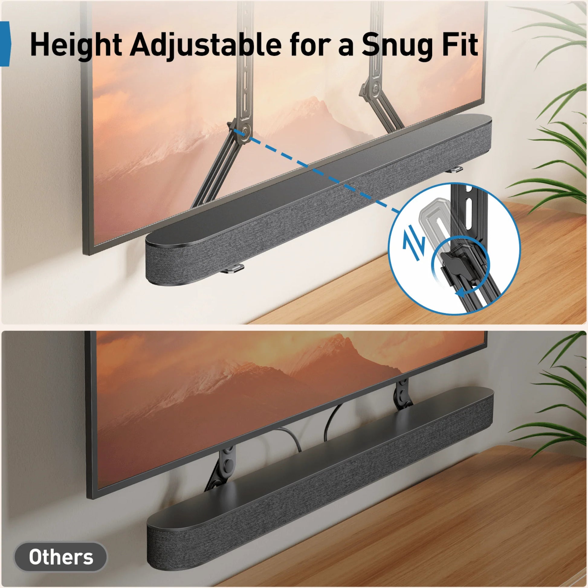 Ergoav Universal Soundbar Mount – Adjustable Soundbar Bracket for TVs with 15 lb Capacity