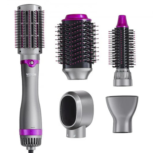 VEVOR 5-in-1 Hair Dryer Brush & Hot Air Styler β Negative Ion Blow Dryer with Curling, Straightening & Volumizing Attachments
