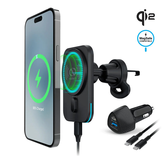 Naztech MagLock Magnetic Car Charger β Qi2 15W Fast Wireless Charging Vent Mount