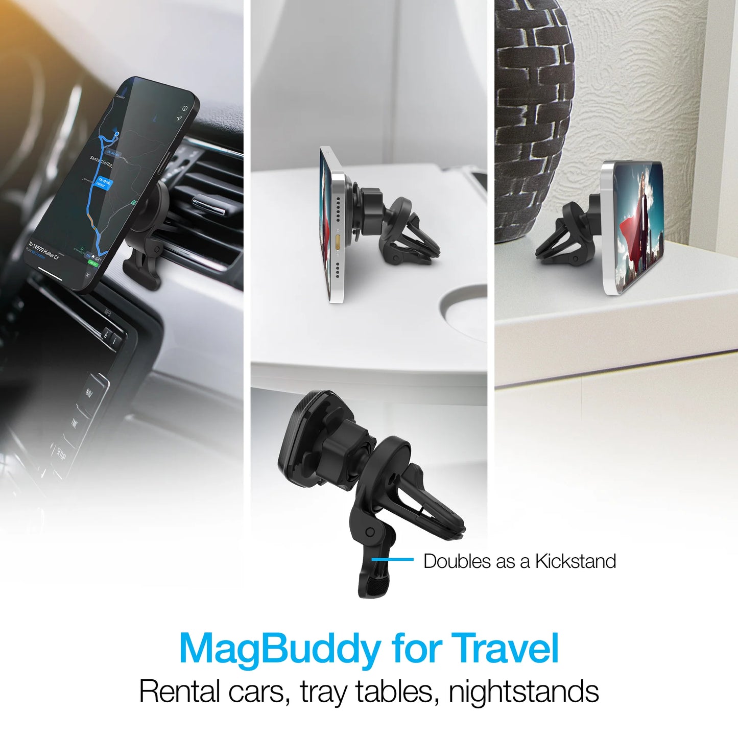 Naztech MagBuddy Elite Vent Mount – Magnetic Hands‑Free Car Phone Holder with 360° Swivel