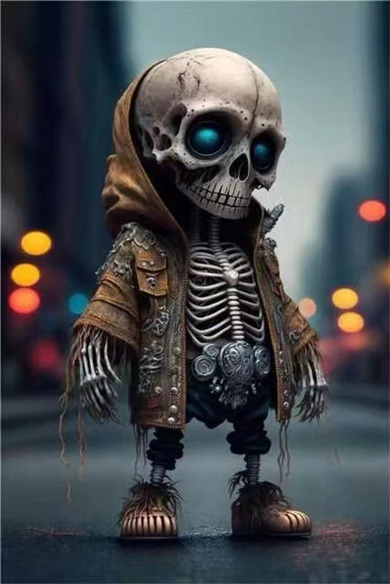 Street Skeleton Figurine – Resin Collectible Urban Skull Statue (15cm)