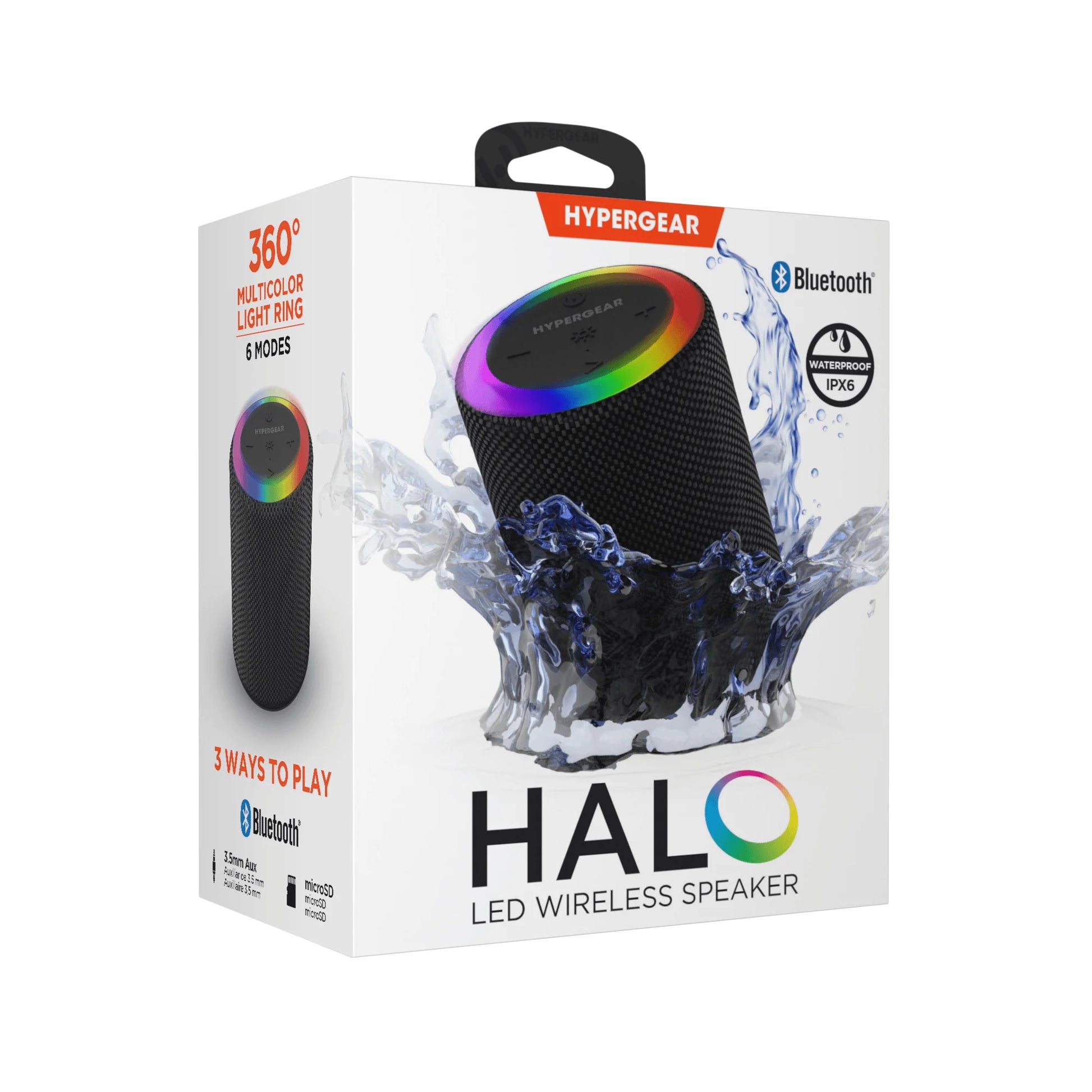 HyperGear Halo Portable Waterproof Bluetooth Speaker with 360° LED Light Show