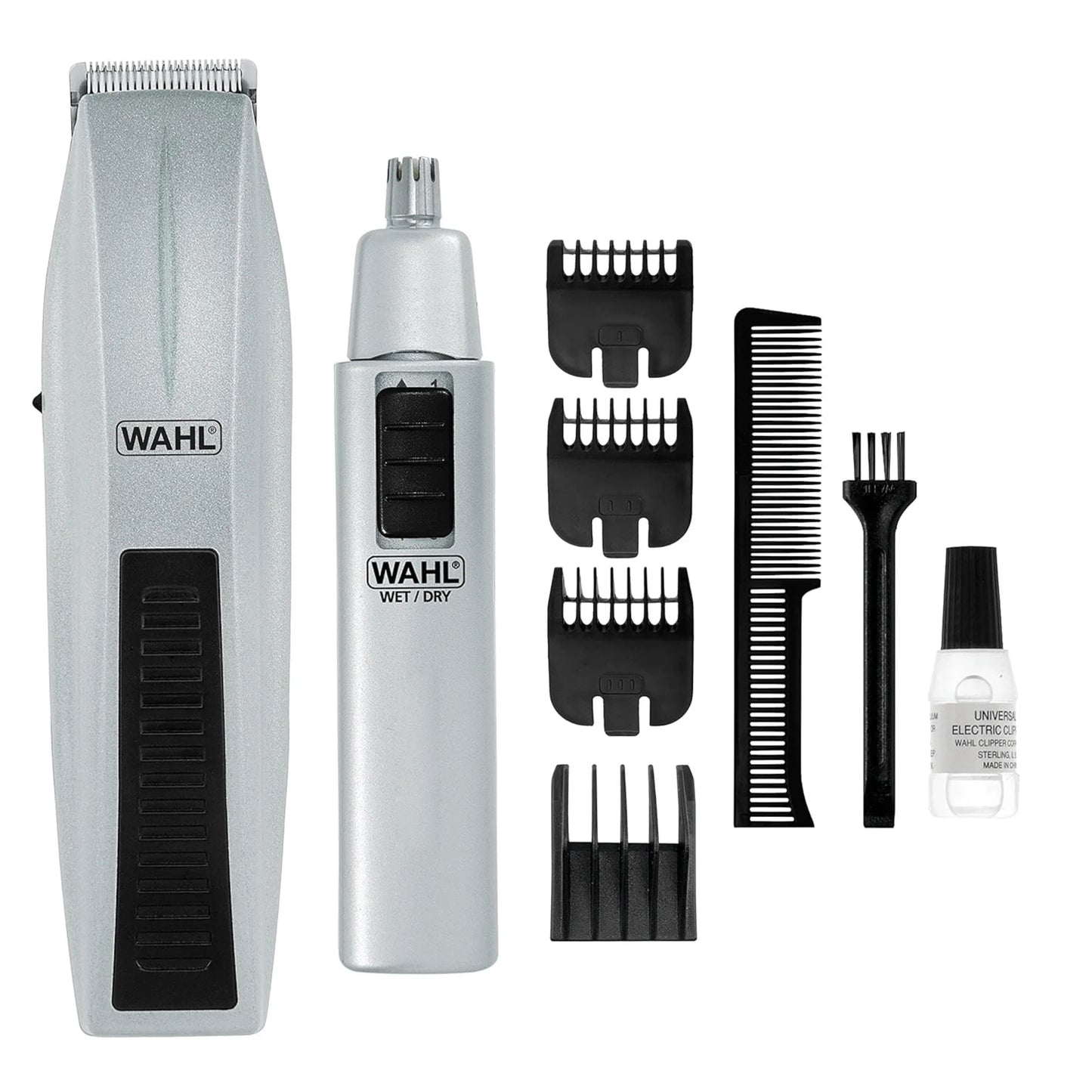 Wahl Battery‑Powered 9‑Piece Beard & Nose Hair Trimmer Set – Precision Grooming Kit with Adjustable Guides