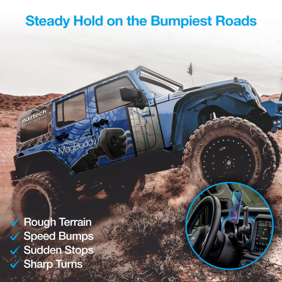 Naztech MagBuddy Elite Windshield Mount – Magnetic 360° Car Phone Holder & Gel Suction Cup