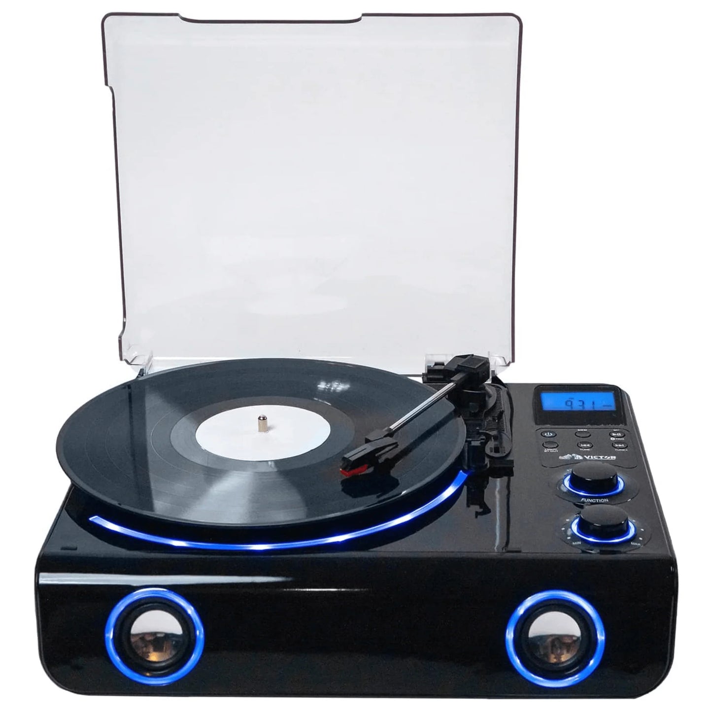Victor Beacon 5-in-1 Turntable System – Vinyl Record Player with Bluetooth, CD, Cassette, FM Radio & Built-In Speakers
