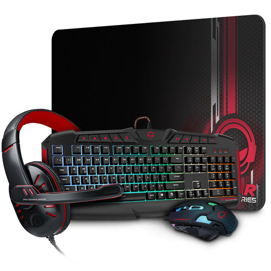 HyperGear 4-in-1 Gaming Kit β RGB Keyboard, Precision Mouse, Stereo Headset & Large Mouse Pad