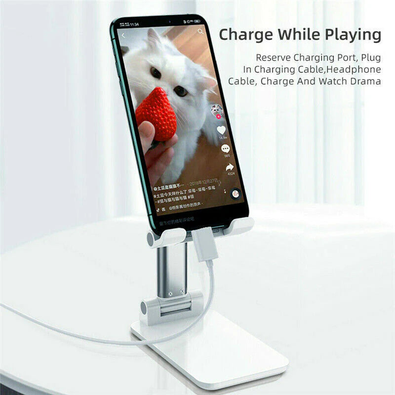 Adjustable Phone & Tablet Stand – Foldable Desk Holder for iPhone, Android & iPad