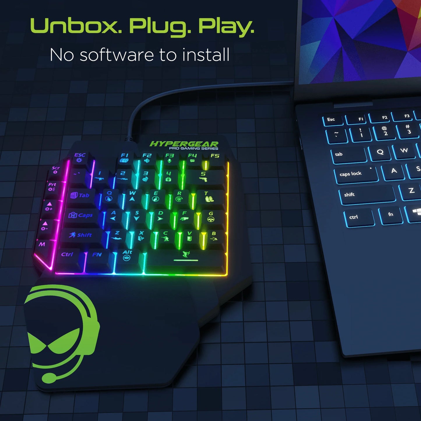 HyperGear KeyVictory One‑Handed Gaming Keypad – Ergonomic RGB Mechanical Keyboard with 35 Programmable Keys & Wrist Rest