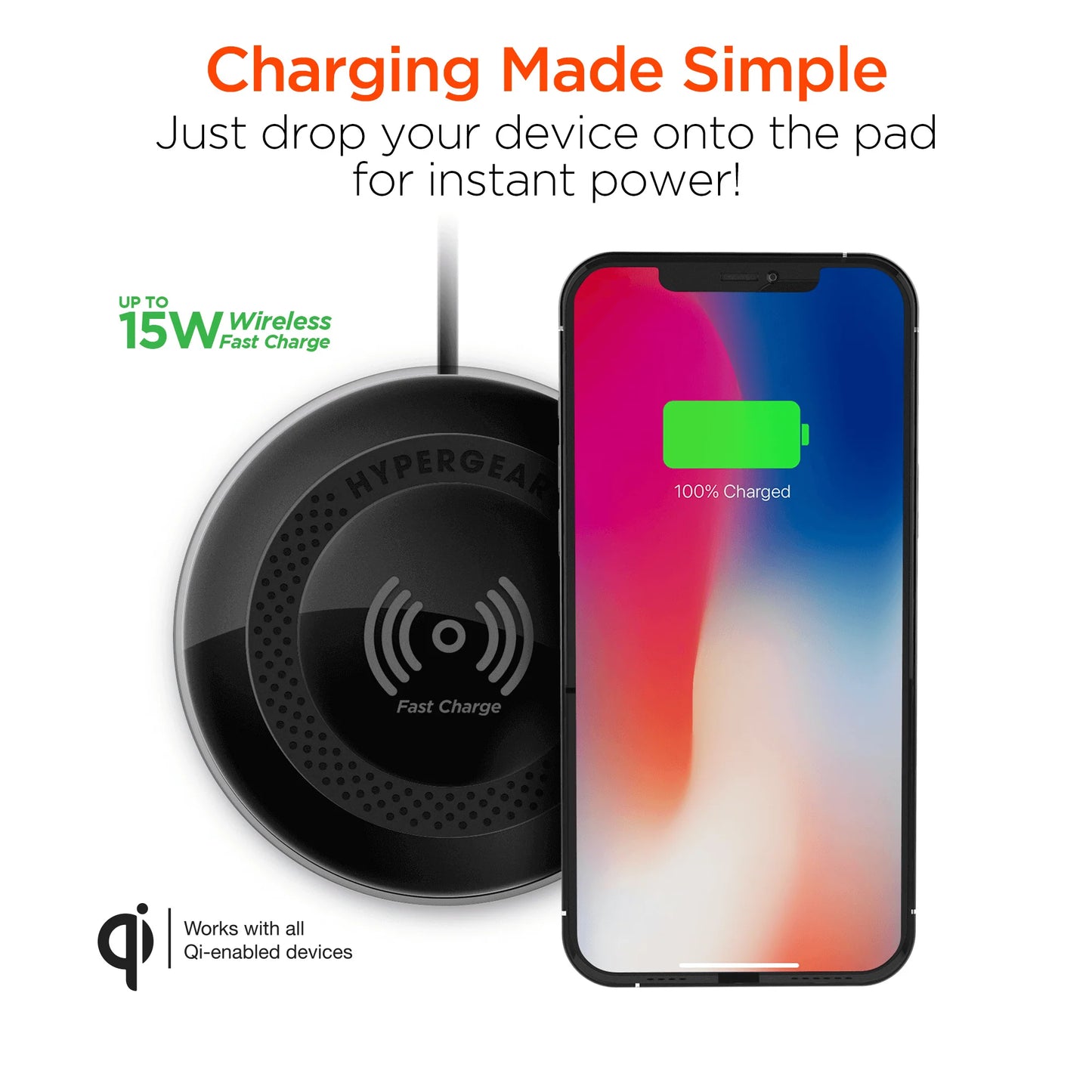 HyperGear ChargePad Pro Wireless Charger – 15W Fast Qi Pad with Adaptive Output & USB‑C