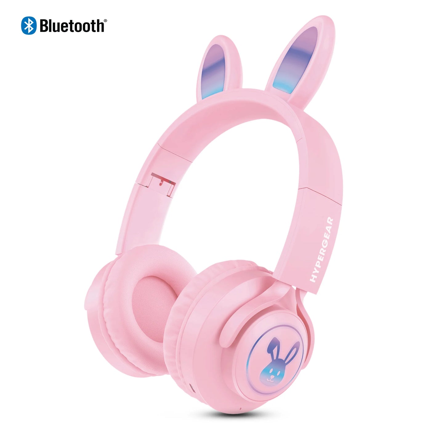 HyperGear Bunny Tracks Wireless Headphones – Light-Up Bluetooth Kids Headset with Cute Ears, Safe Volume & Built-In Mic