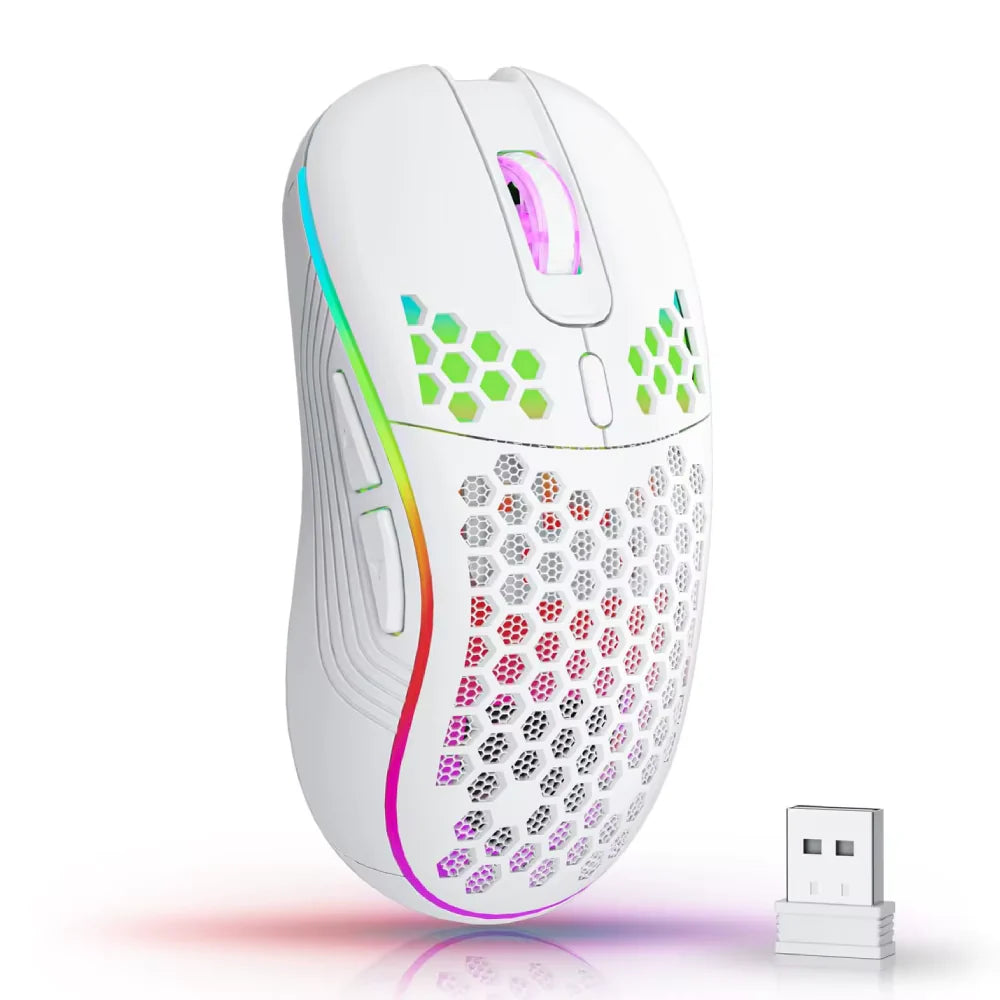 Ultralight Honeycomb Wireless RGB Gaming Mouse – Ergonomic Adjustable DPI Lightweight Mouse