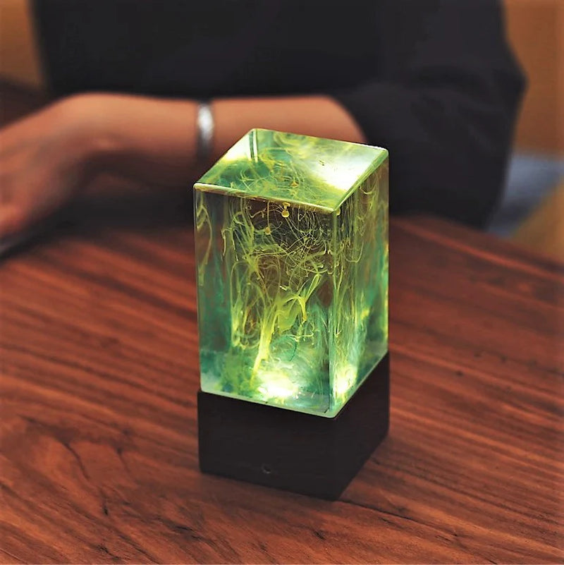 Aurora Resin Table Decor Lamp – Handcrafted LED Night Light with Warm White Glow & Unique Sculpture