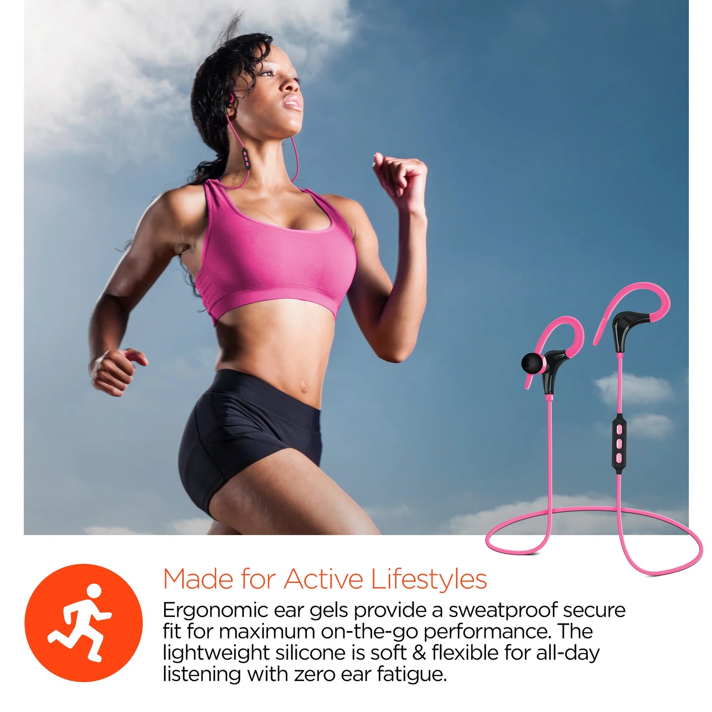 Hypergear Marathon Wireless Sports Earbuds – 5Hr Playtime & Tangle-Free Cable