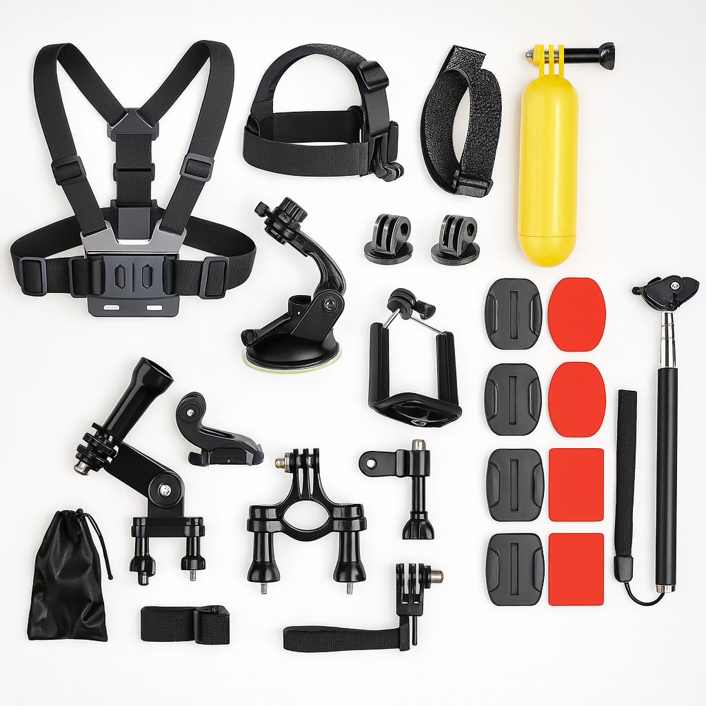GoPro Accessories Kit 27-in-1 Mount Bundle – Chest Harness, Head Strap, Suction & Handlebar Mounts for Hero 11/10/9/8/7/6