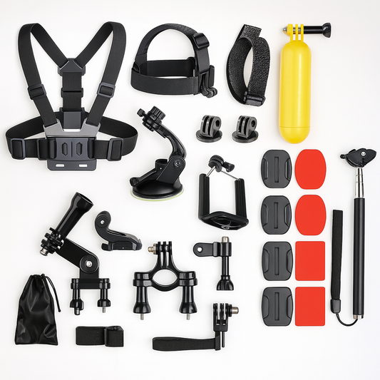 GoPro Accessories Kit 27-in-1 Mount Bundle β Chest Harness, Head Strap, Suction & Handlebar Mounts for Hero 11/10/9/8/7/6